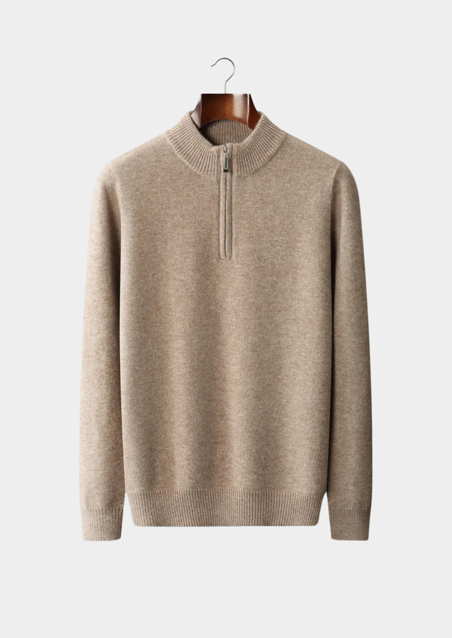 PURE EXTRA-FINE MERINO WOOL HALF ZIP SWEATER