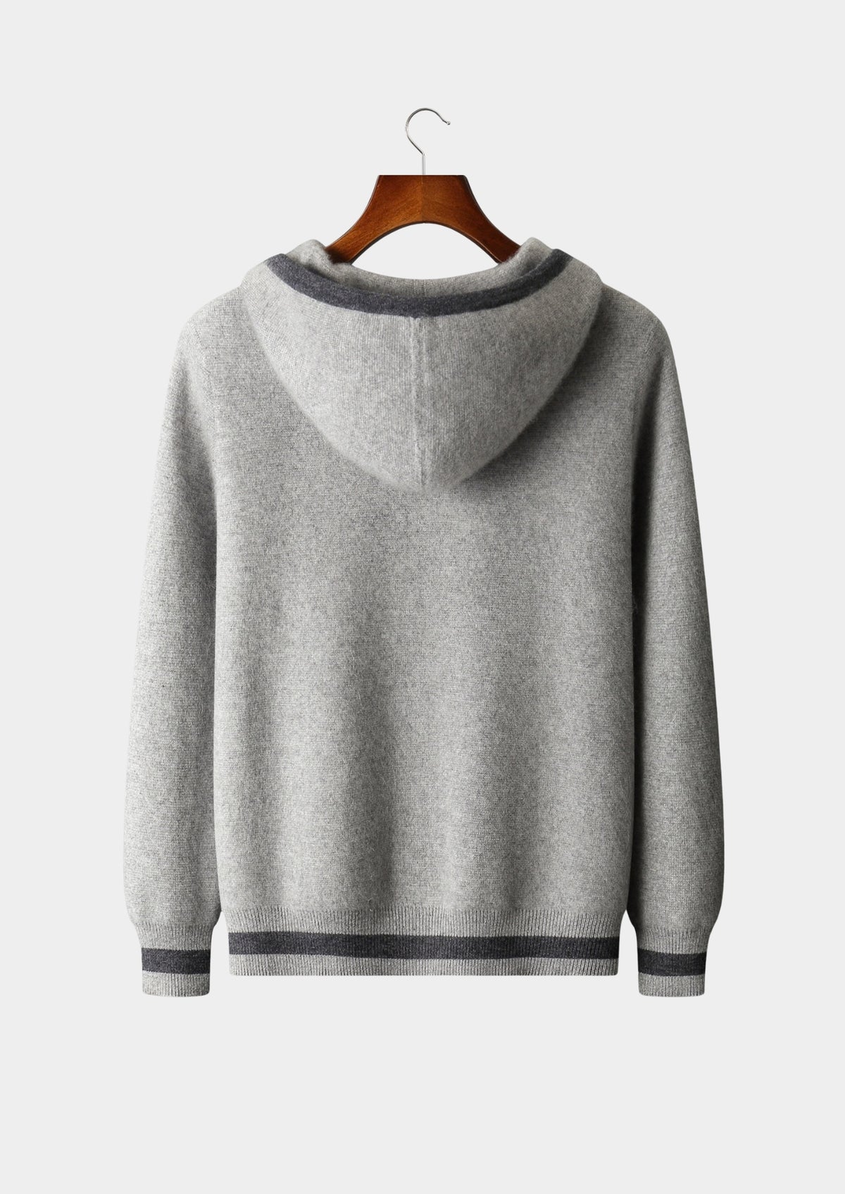 Pure Extra-Fine Merino Wool Two-Tone Zipper Hoodie