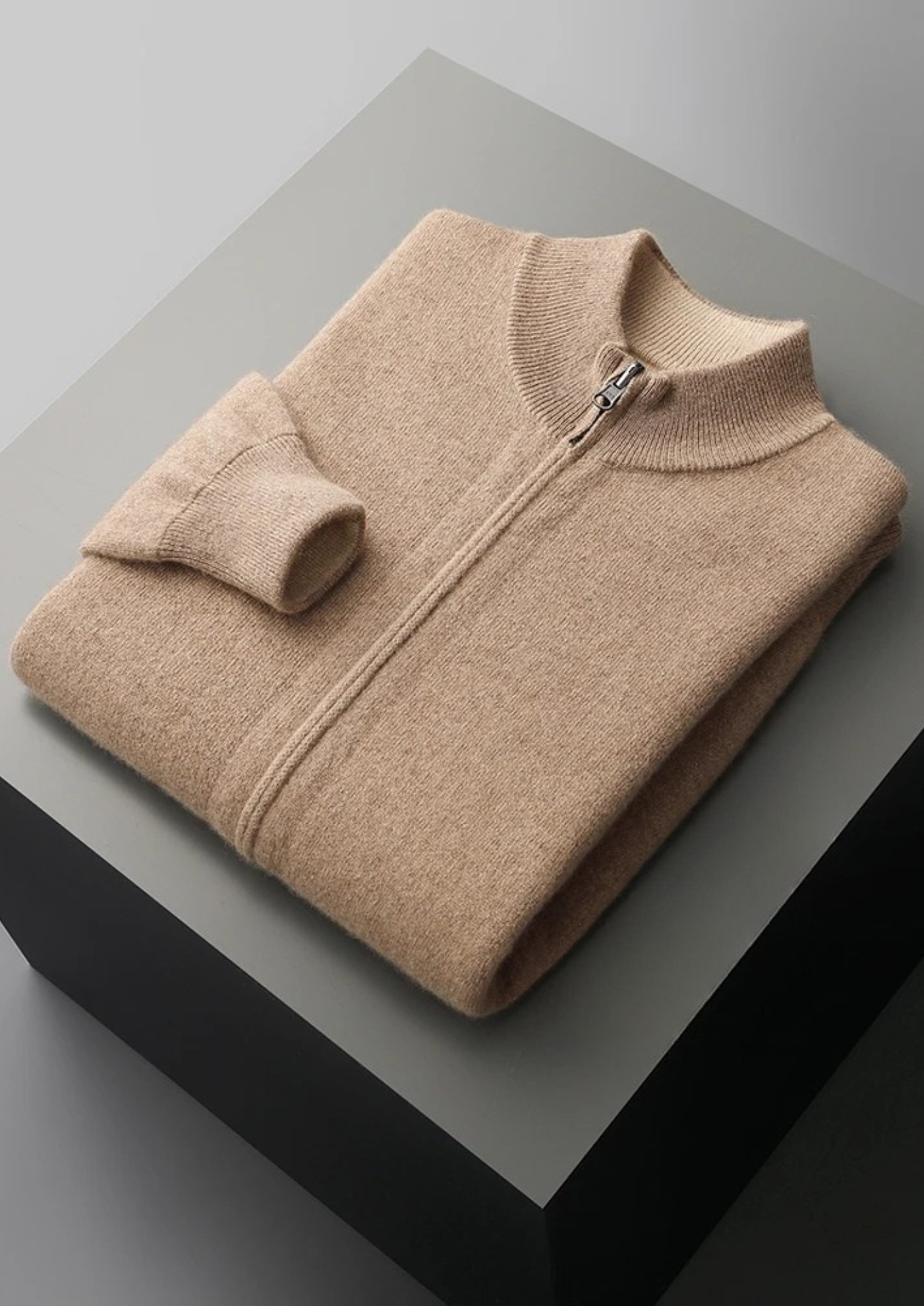 PURE EXTRA-FINE MERINO WOOL ZIP CARDIGAN