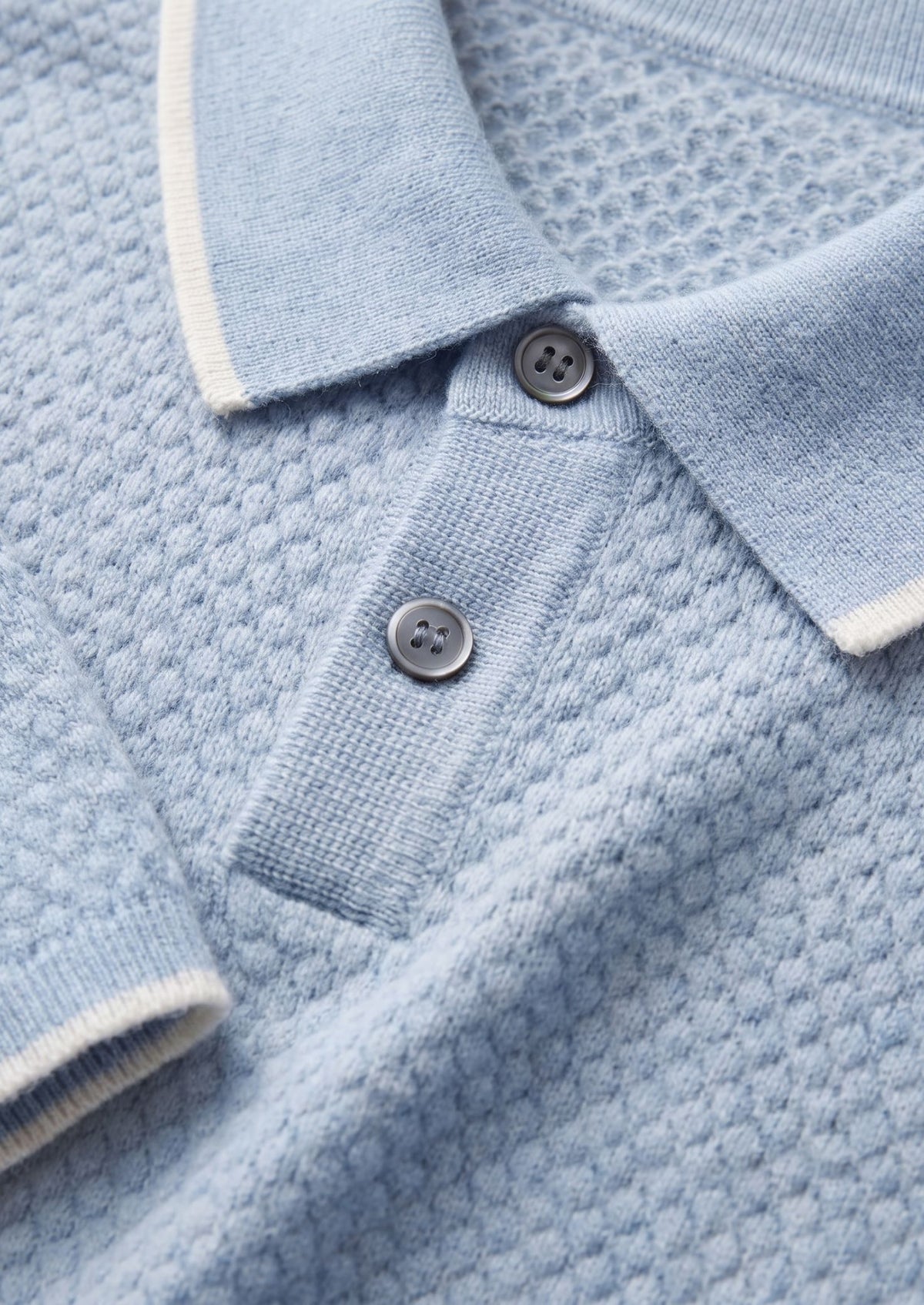 Premium Cashmere Light Blue Two-Tone Polo