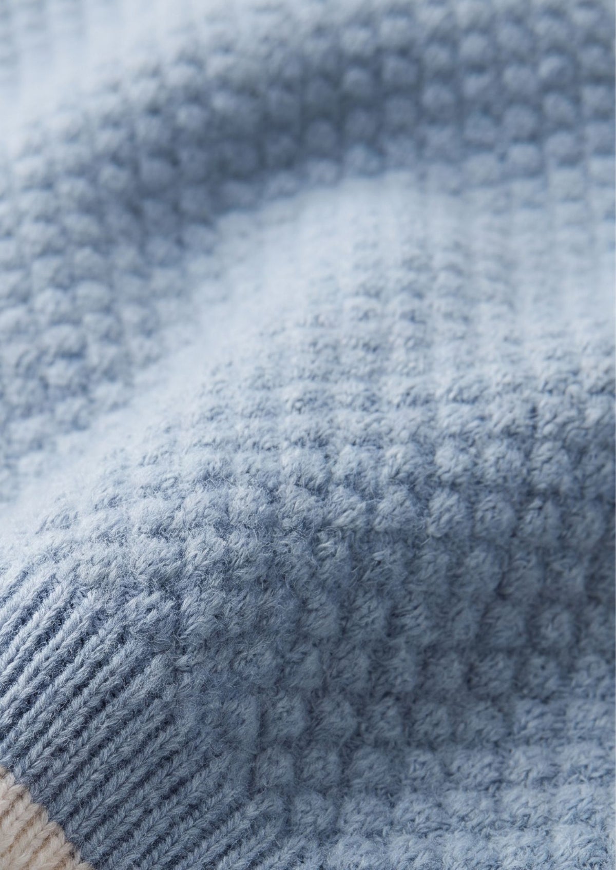 Premium Cashmere Light Blue Two-Tone Polo
