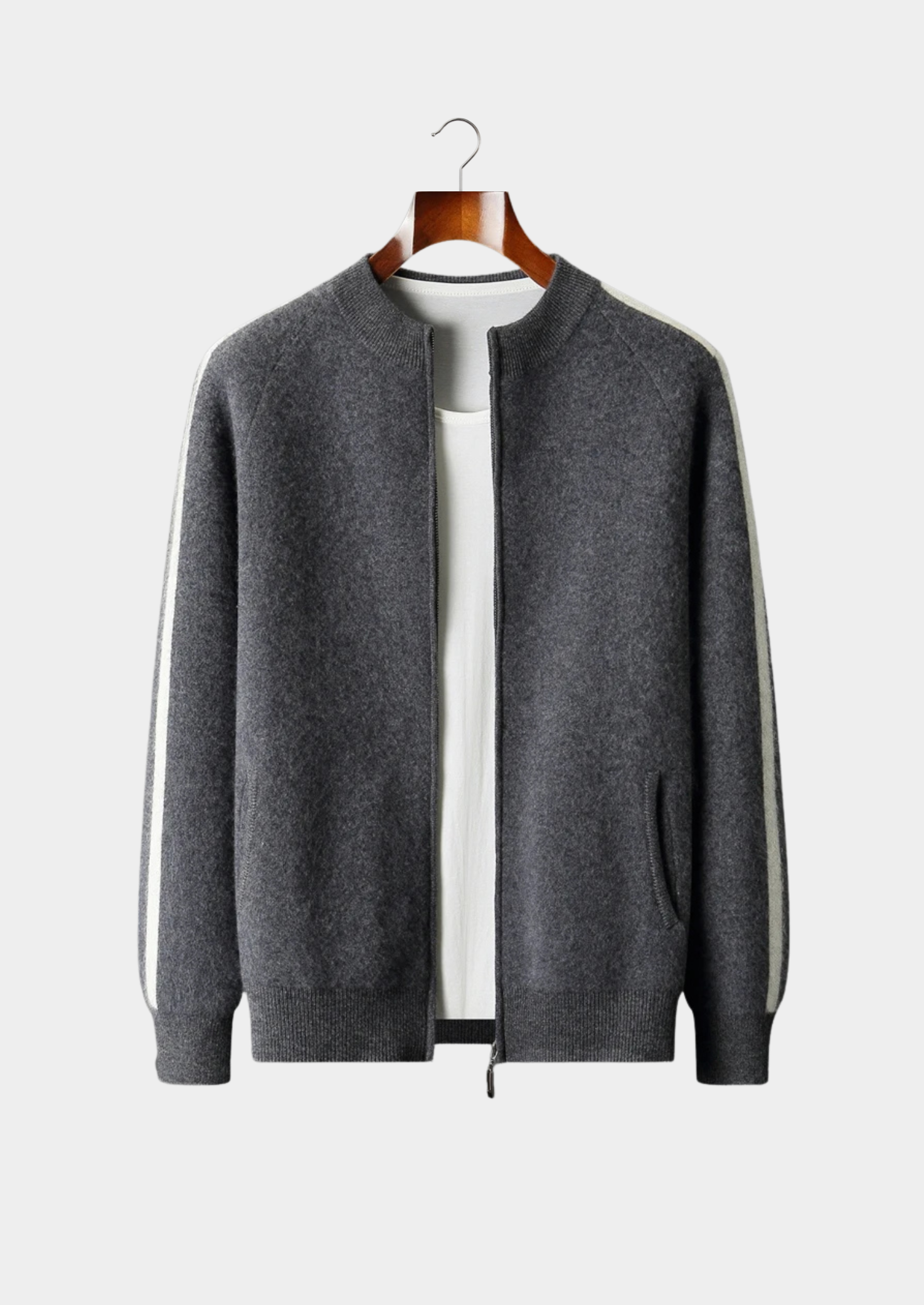 PURE EXTRA-FINE MERINO WOOL STRIPED CARDIGAN