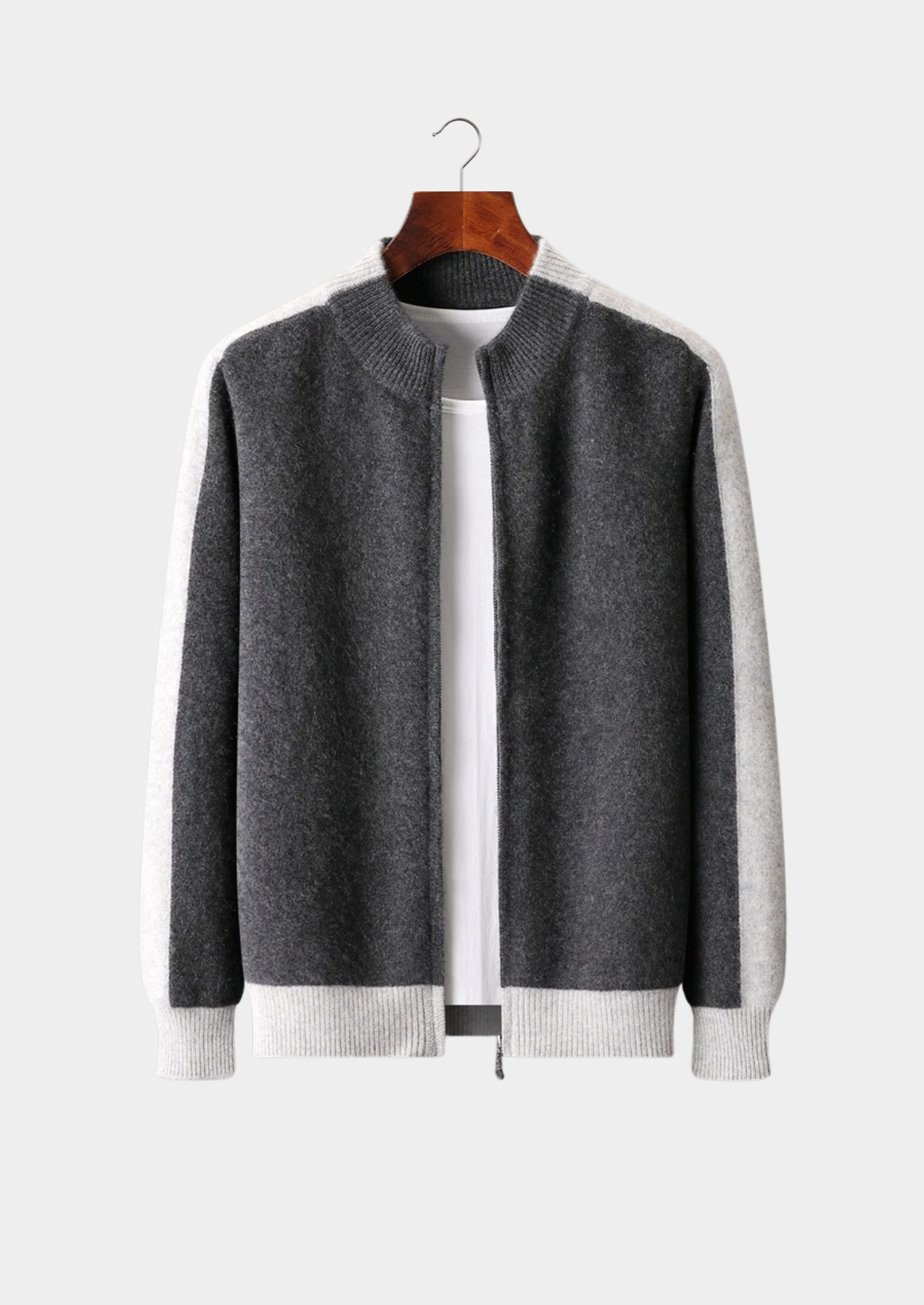 PURE EXTRA-FINE MERINO WOOL ZIP CARDIGAN