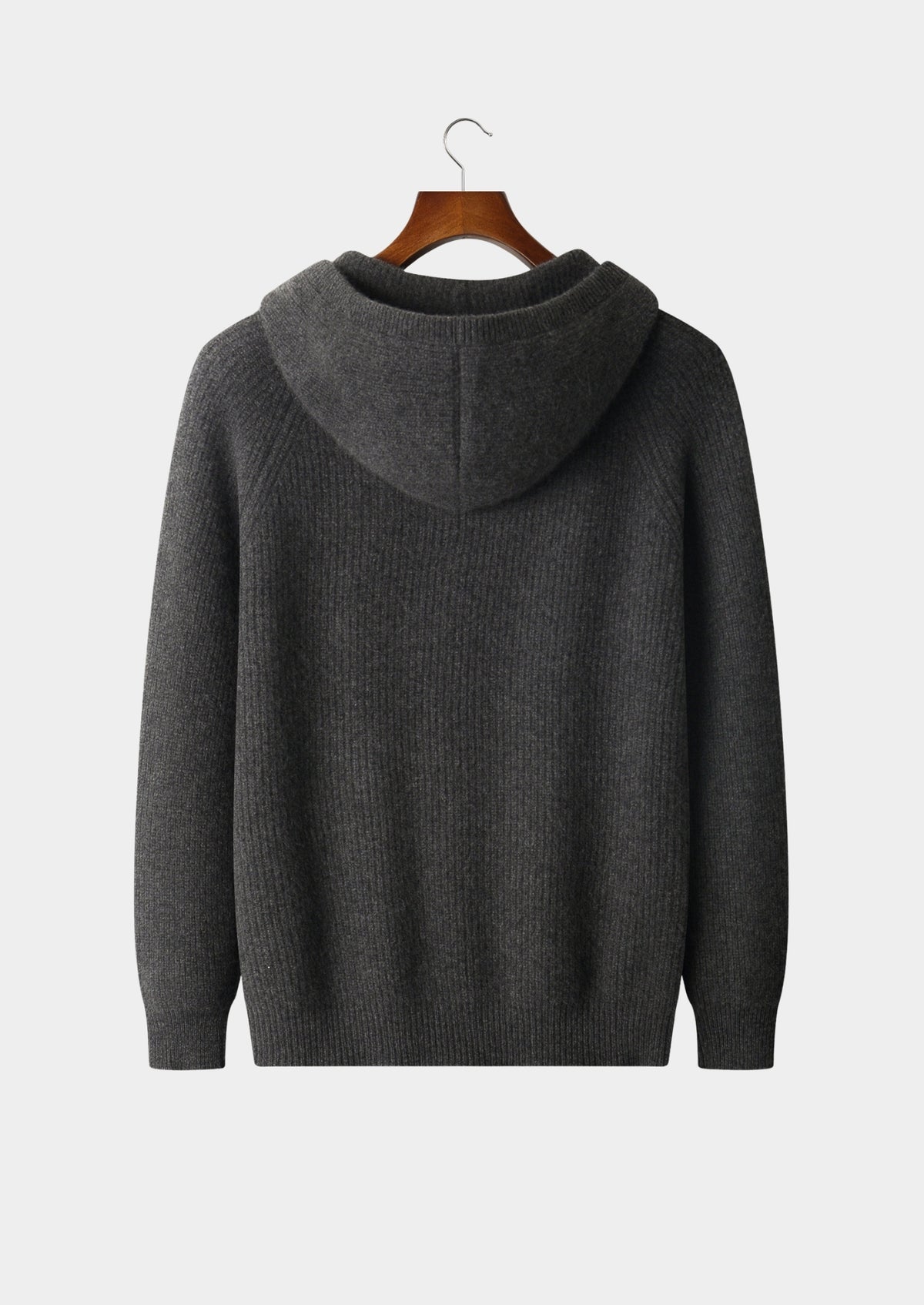 Pure Extra-Fine Merino Wool Ribbed Button Hoodie