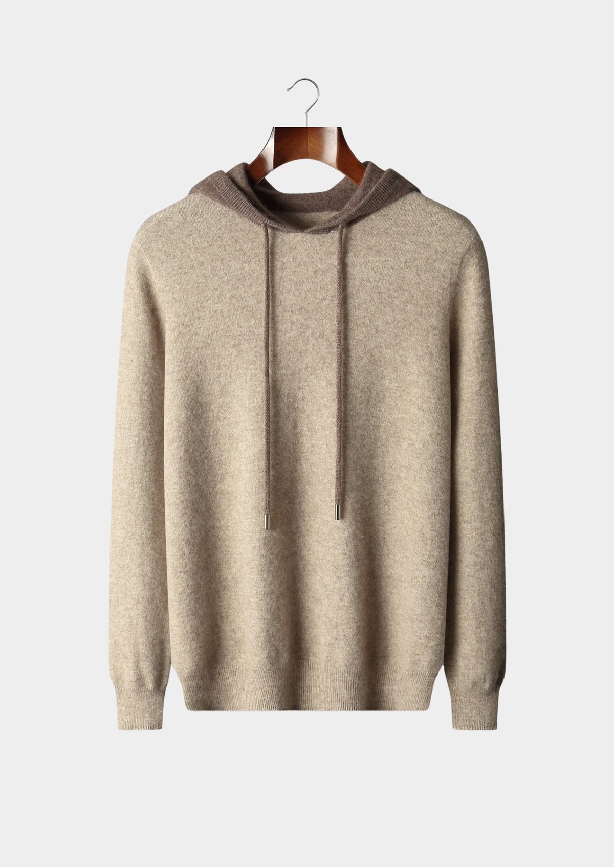 Pure Extra-Fine Merino Wool Two-Tone Leisure Hoodie