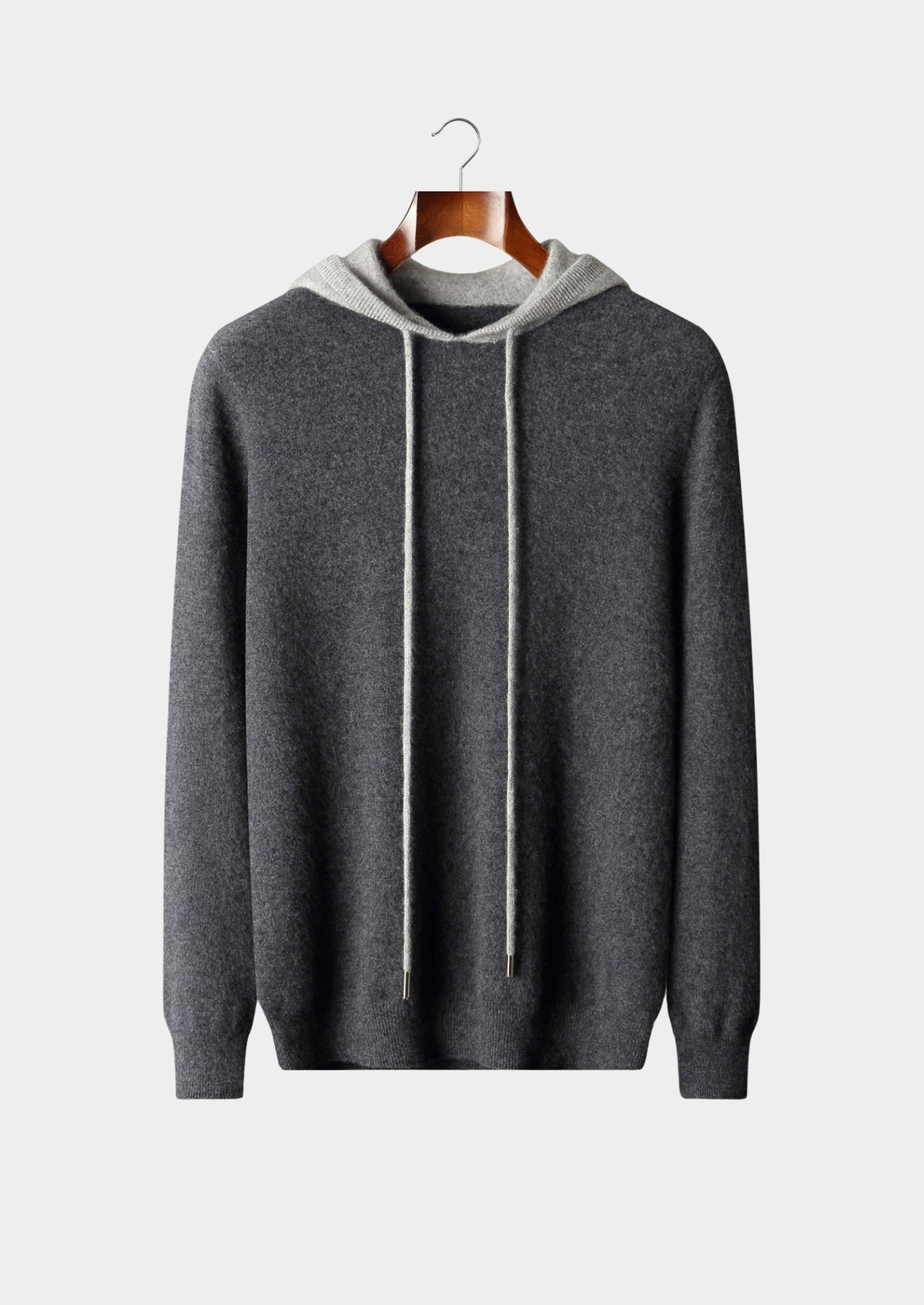Pure Extra-Fine Merino Wool Two-Tone Leisure Hoodie
