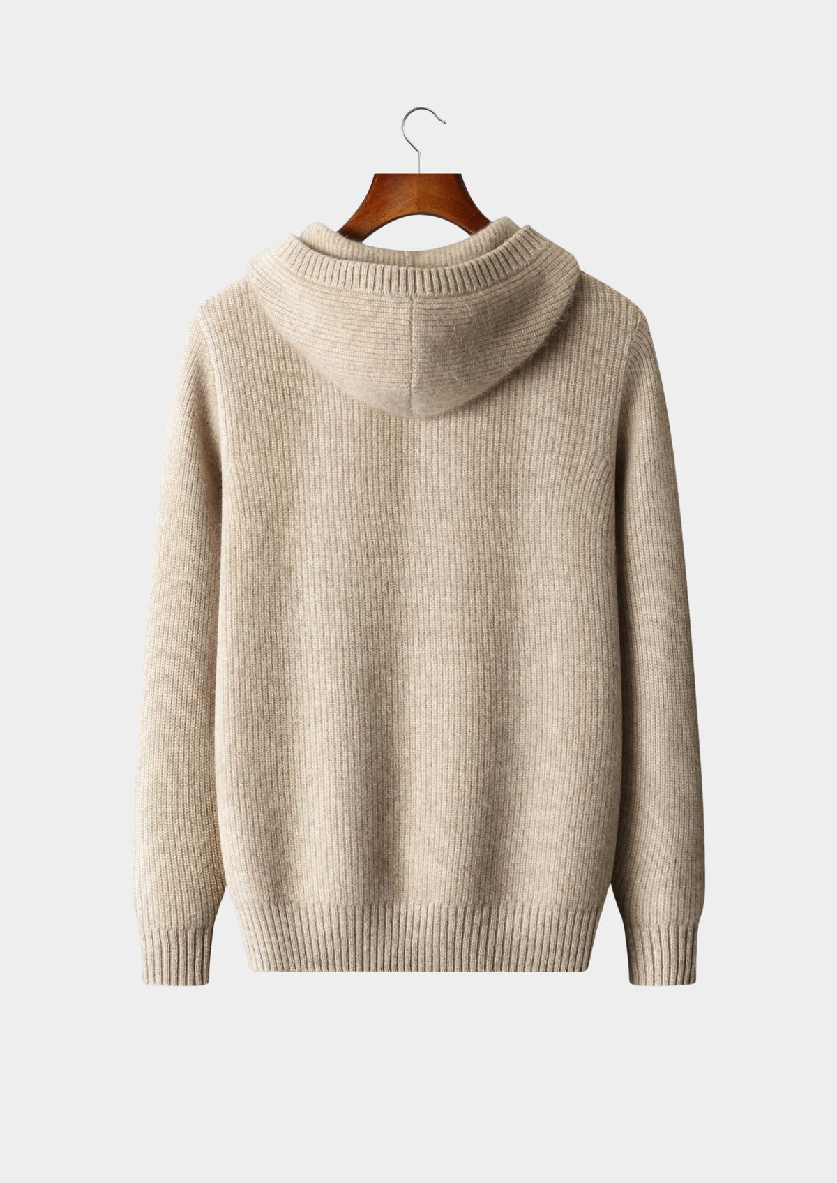Premium Cashmere Ribbed Button-Up Hoodie