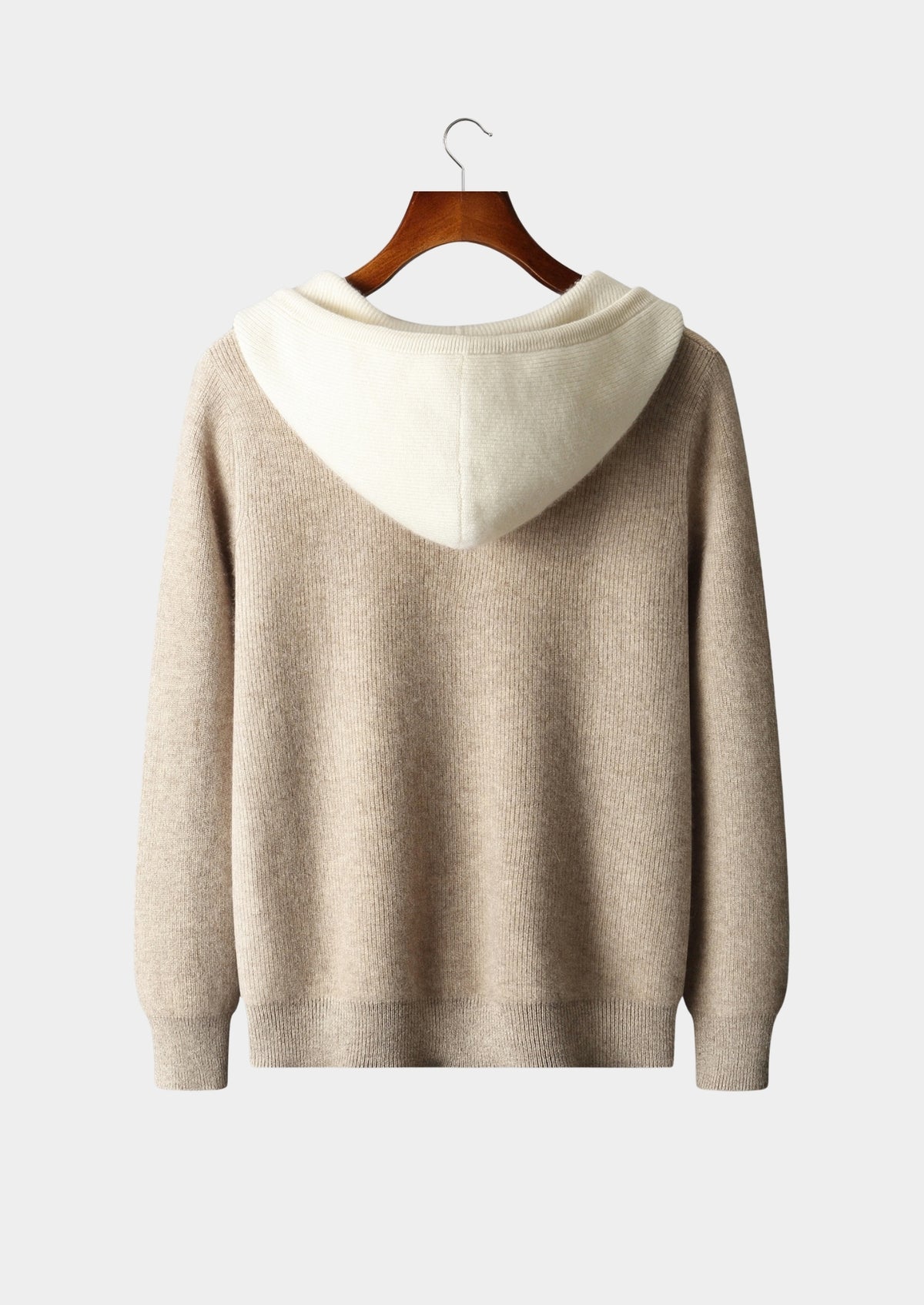 Premium Cashmere Two-Tone Zip Hoodie