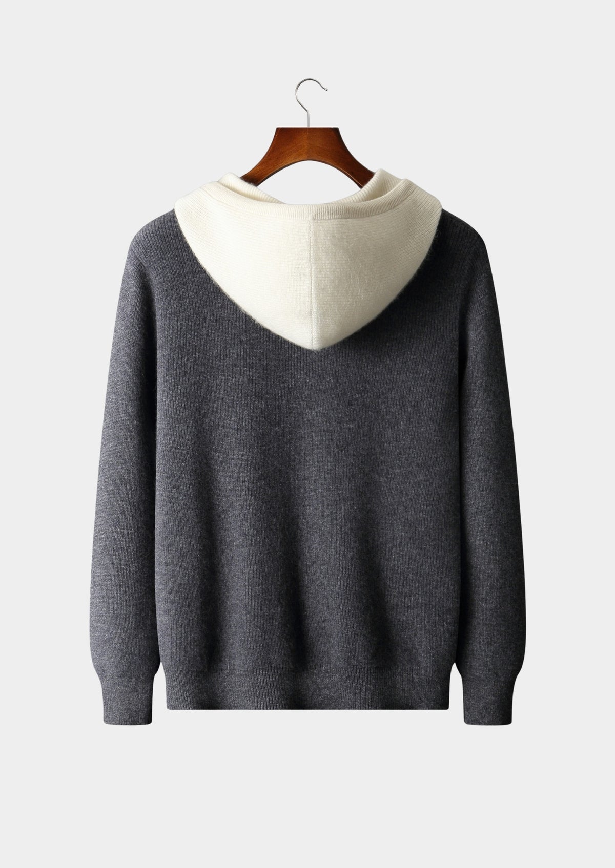 Premium Cashmere Two-Tone Zip Hoodie