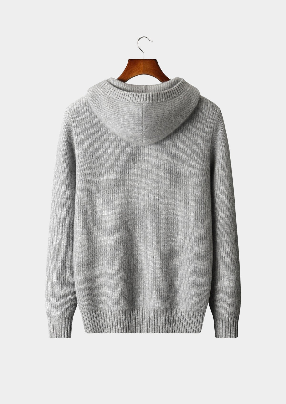 Premium Cashmere Ribbed Button-Up Hoodie