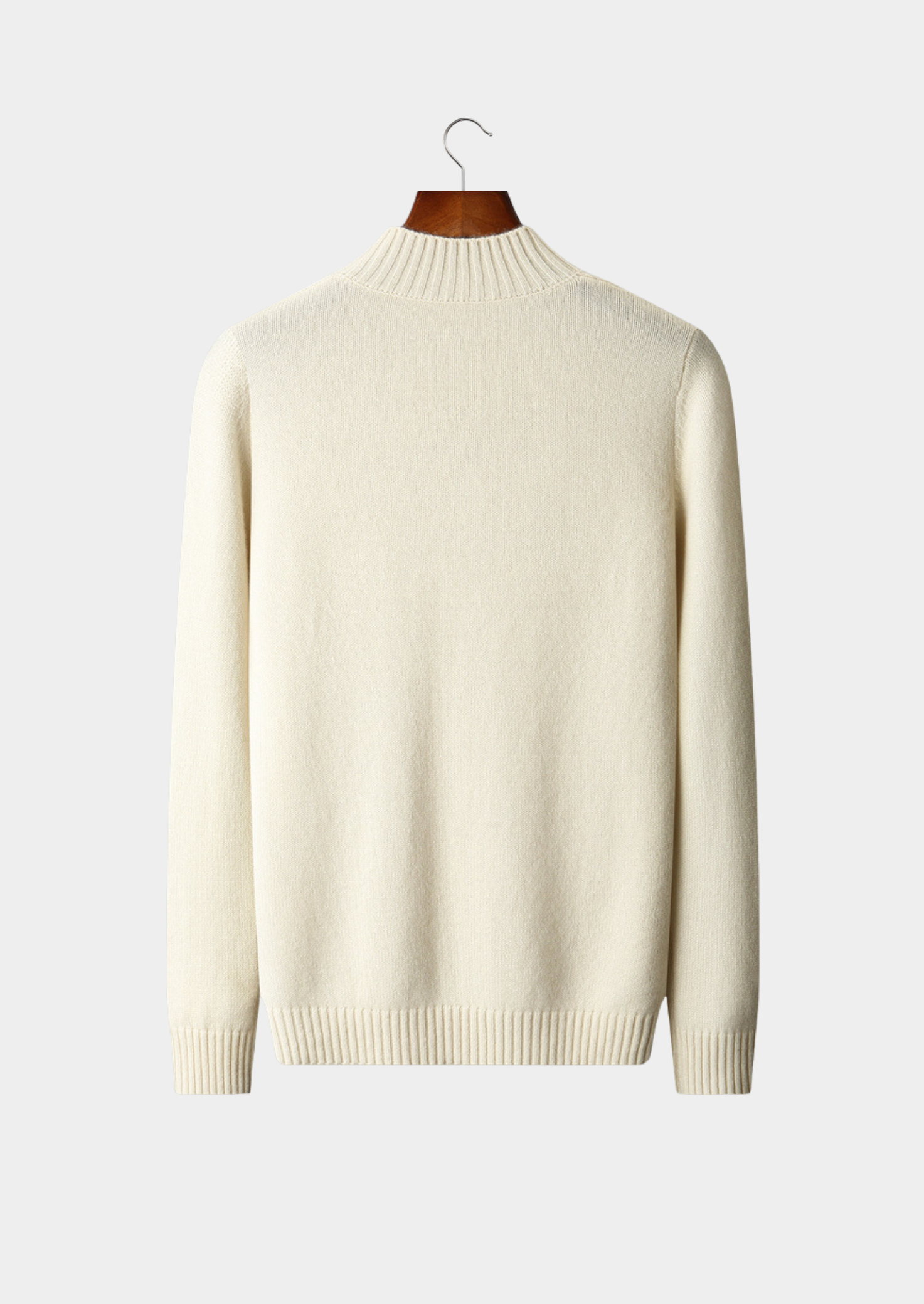 PURE CASHMERE IVORY PATTERNED MOCKNECK