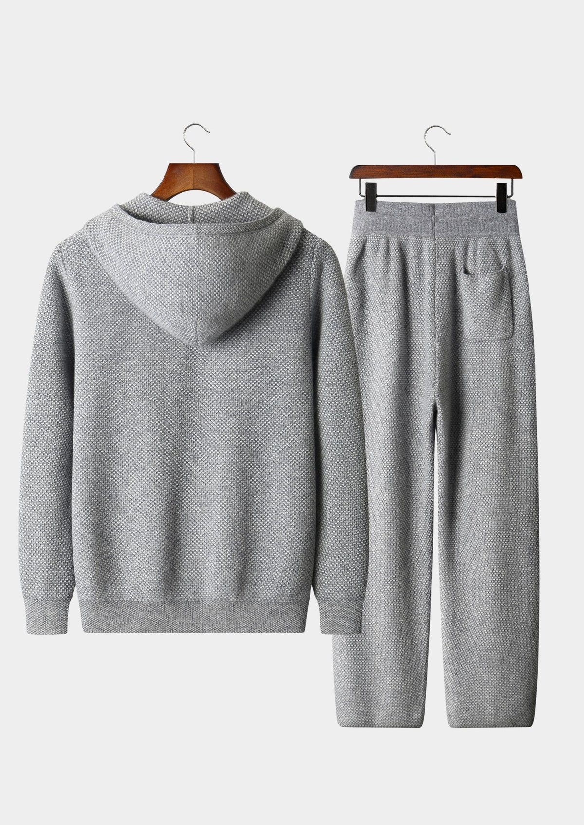 Pure Extra-Fine Merino Wool Light Gray Jaquard Set