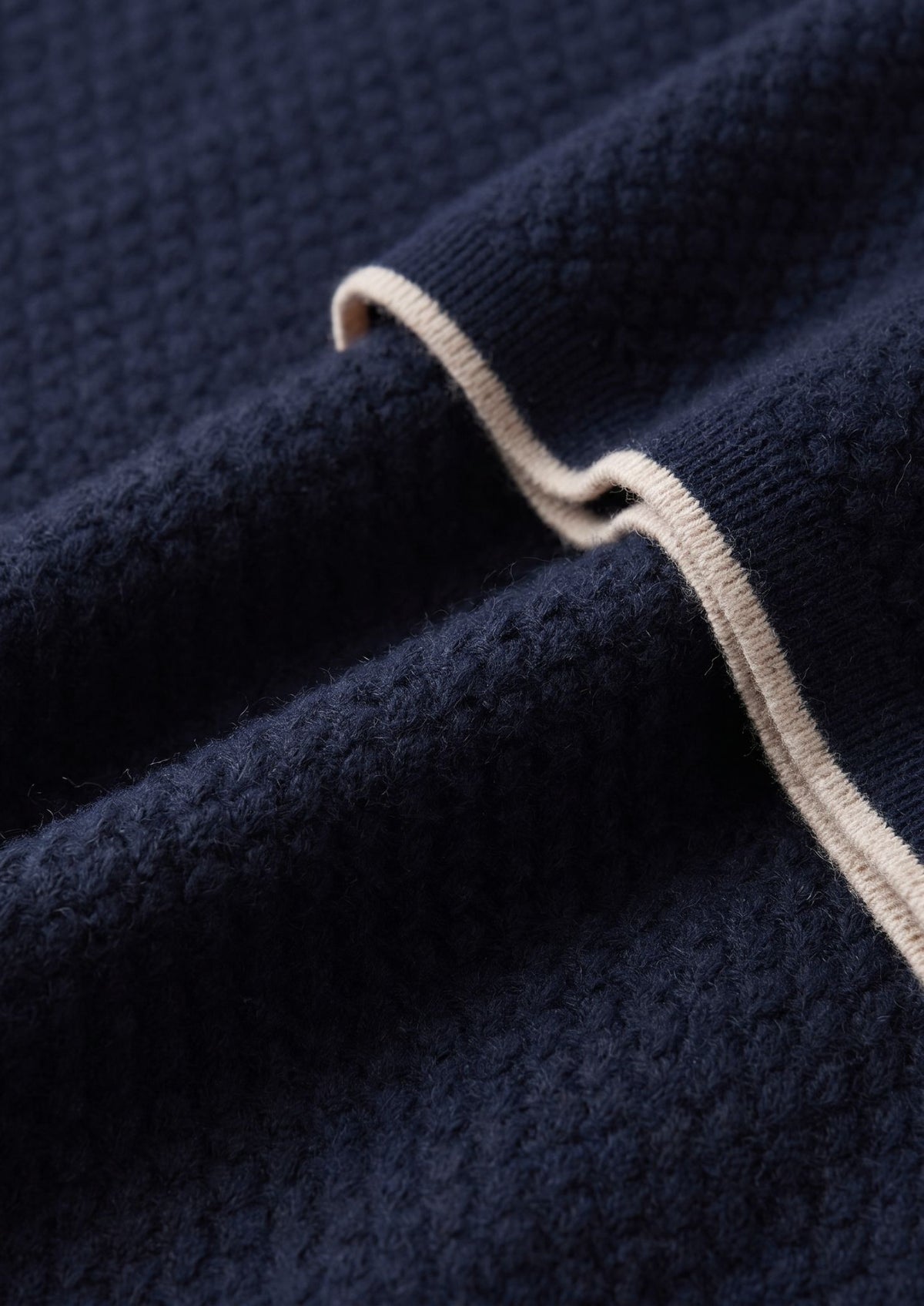 Premium Cashmere Navy Blue Two-Tone Polo