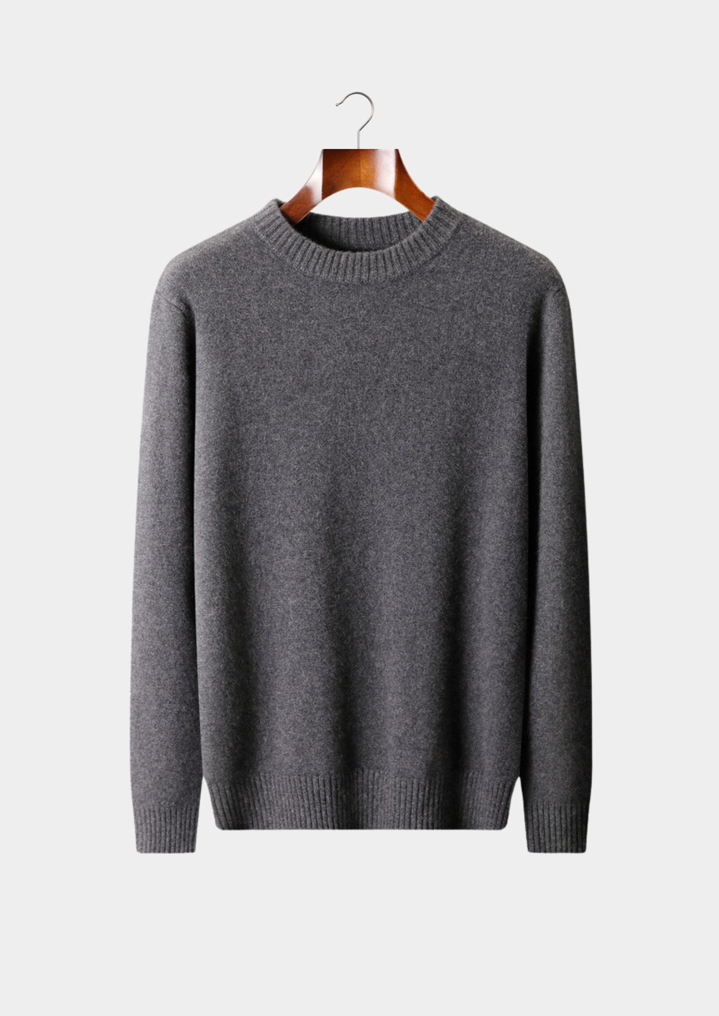 PURE CASHMERE DARK GRAY ESSENTIAL CREWNECK