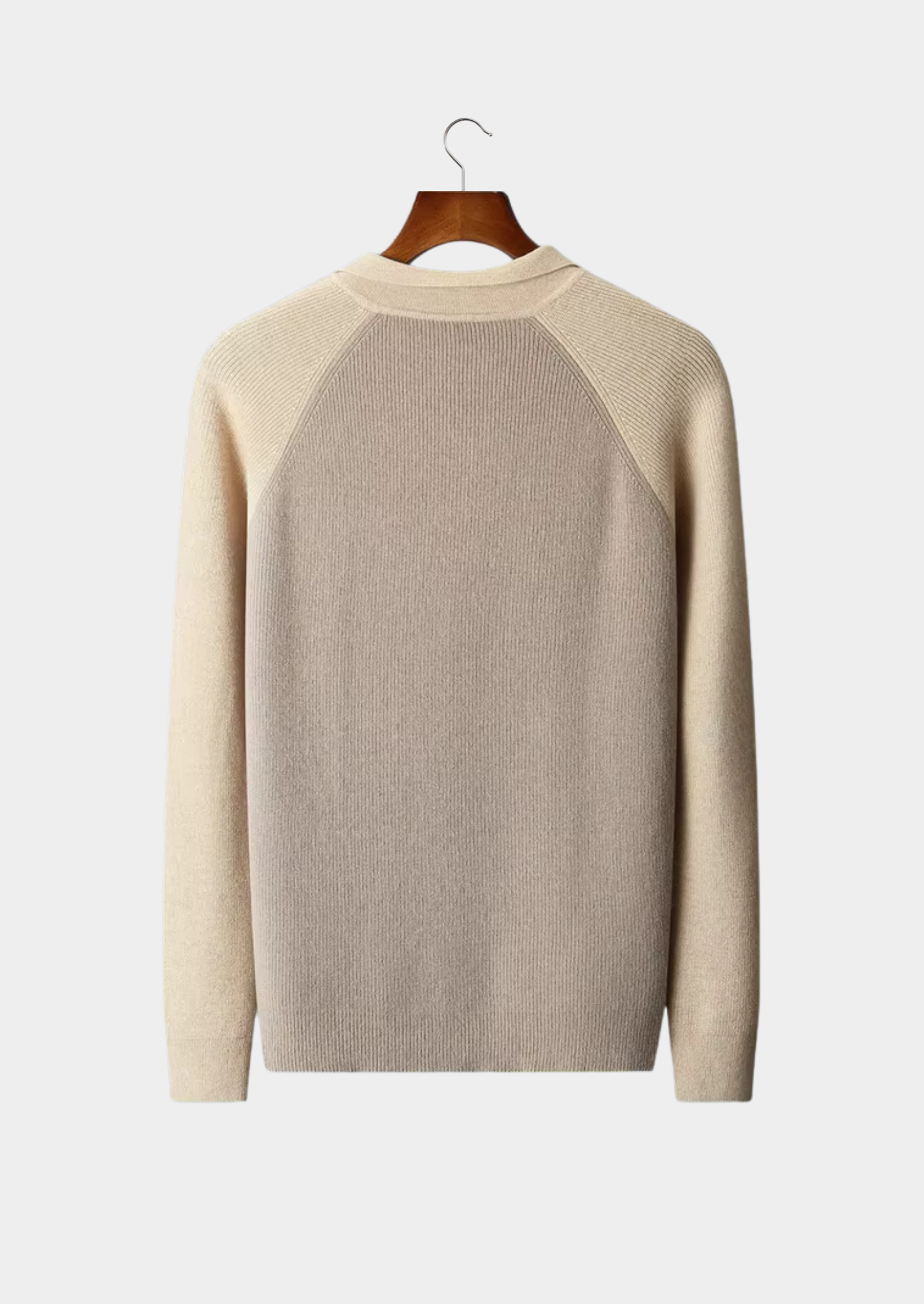 PURE EXTRA-FINE MERINO WOOL TWO TONE ZIPPER SWEATER POLO