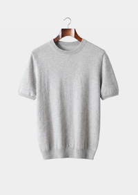 Premium Cashmere Classic Crewneck T-Shirt - Light Gray