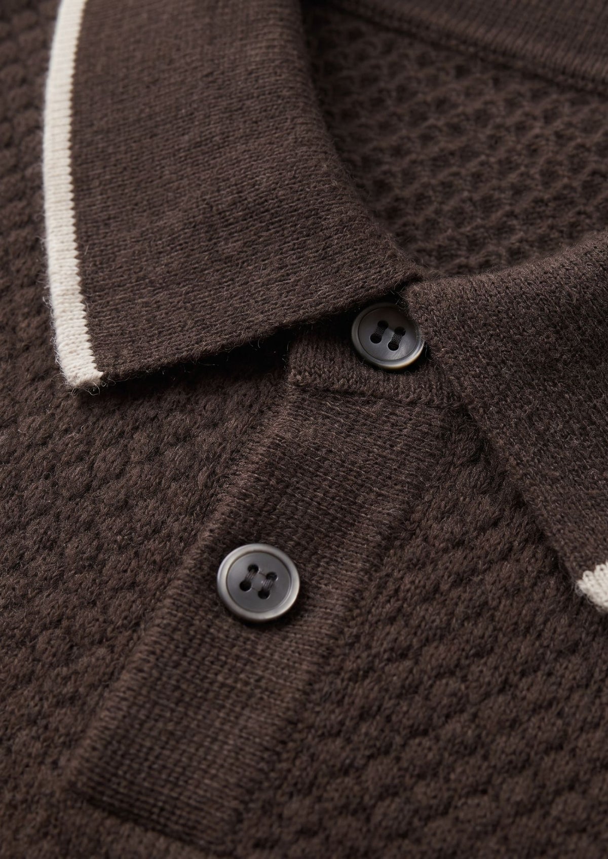 Premium Cashmere Dark Brown Two-Tone Polo