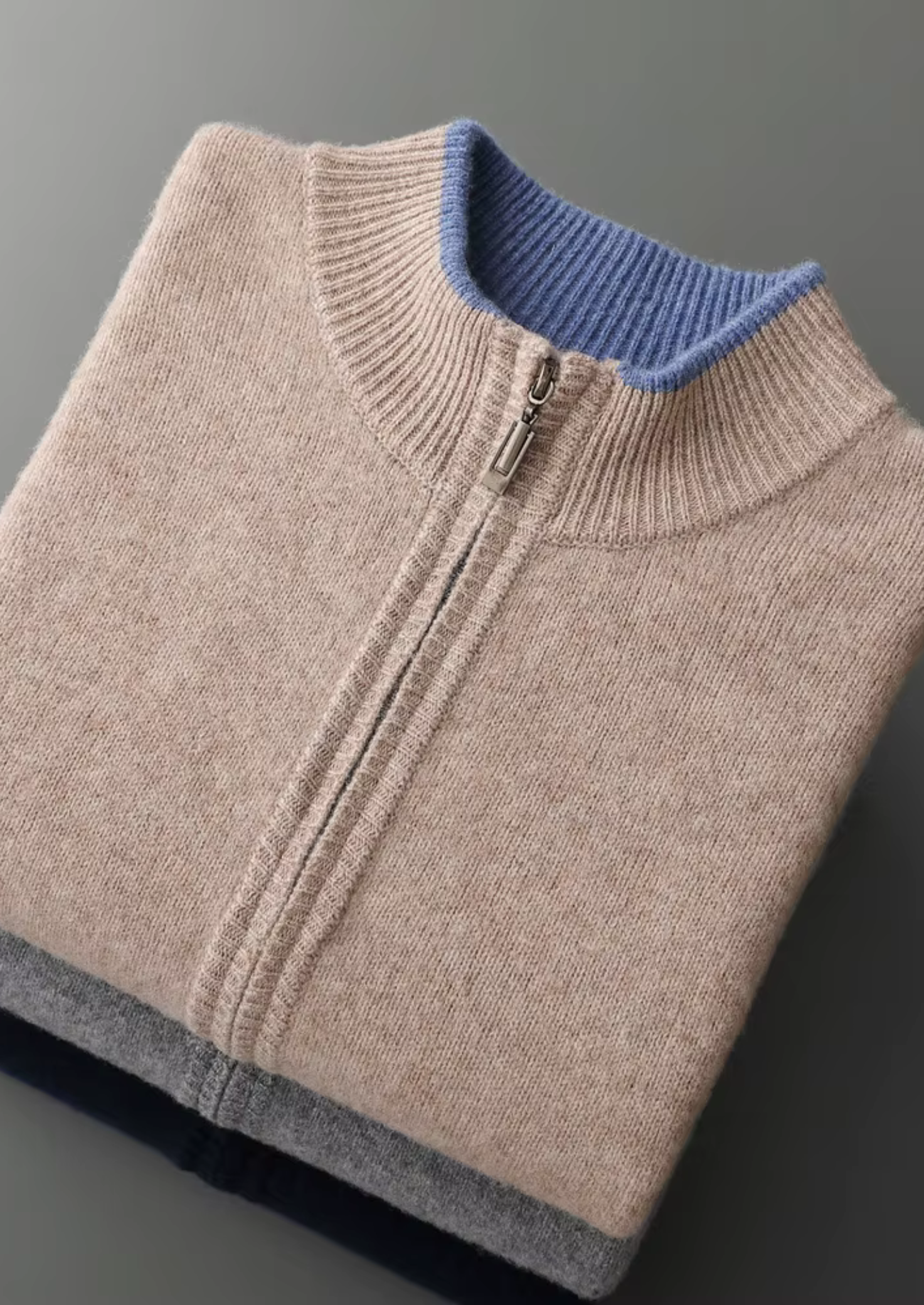 EXTRAFINE MERINO ZIPPED CARDIGAN