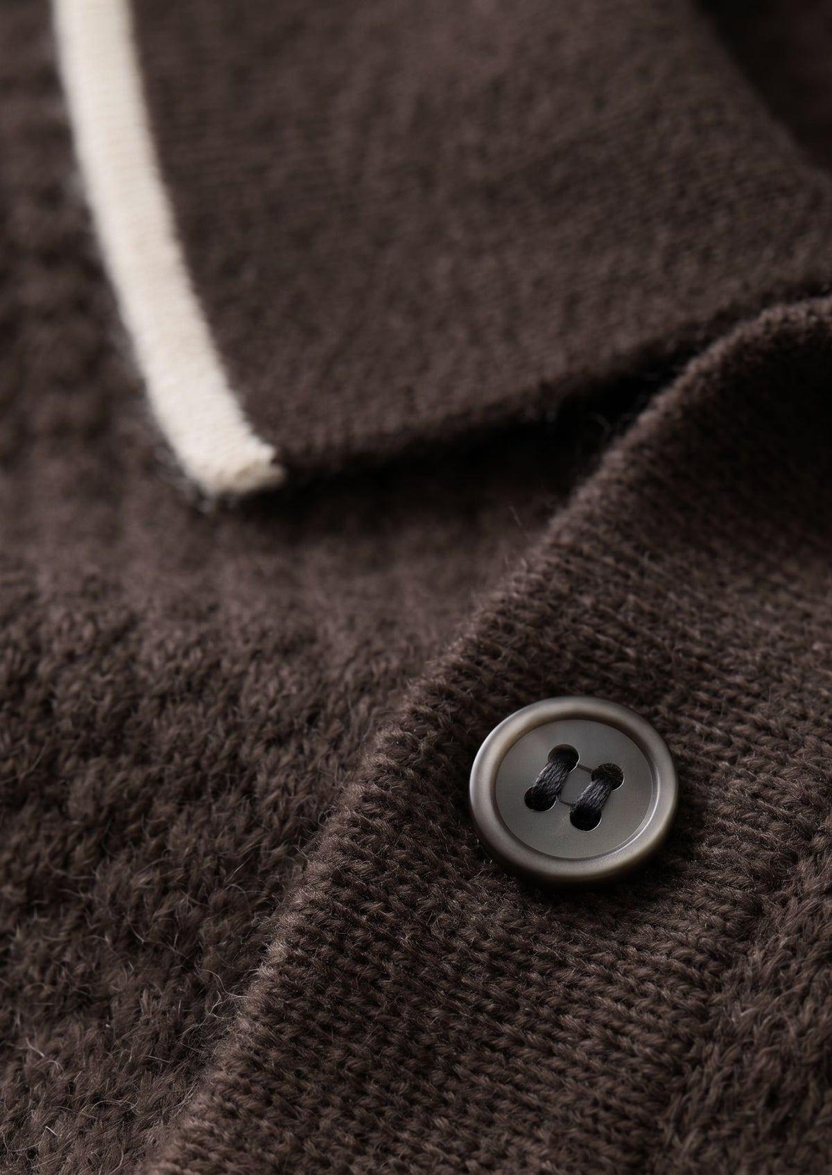 Premium Cashmere Dark Brown Two-Tone Polo