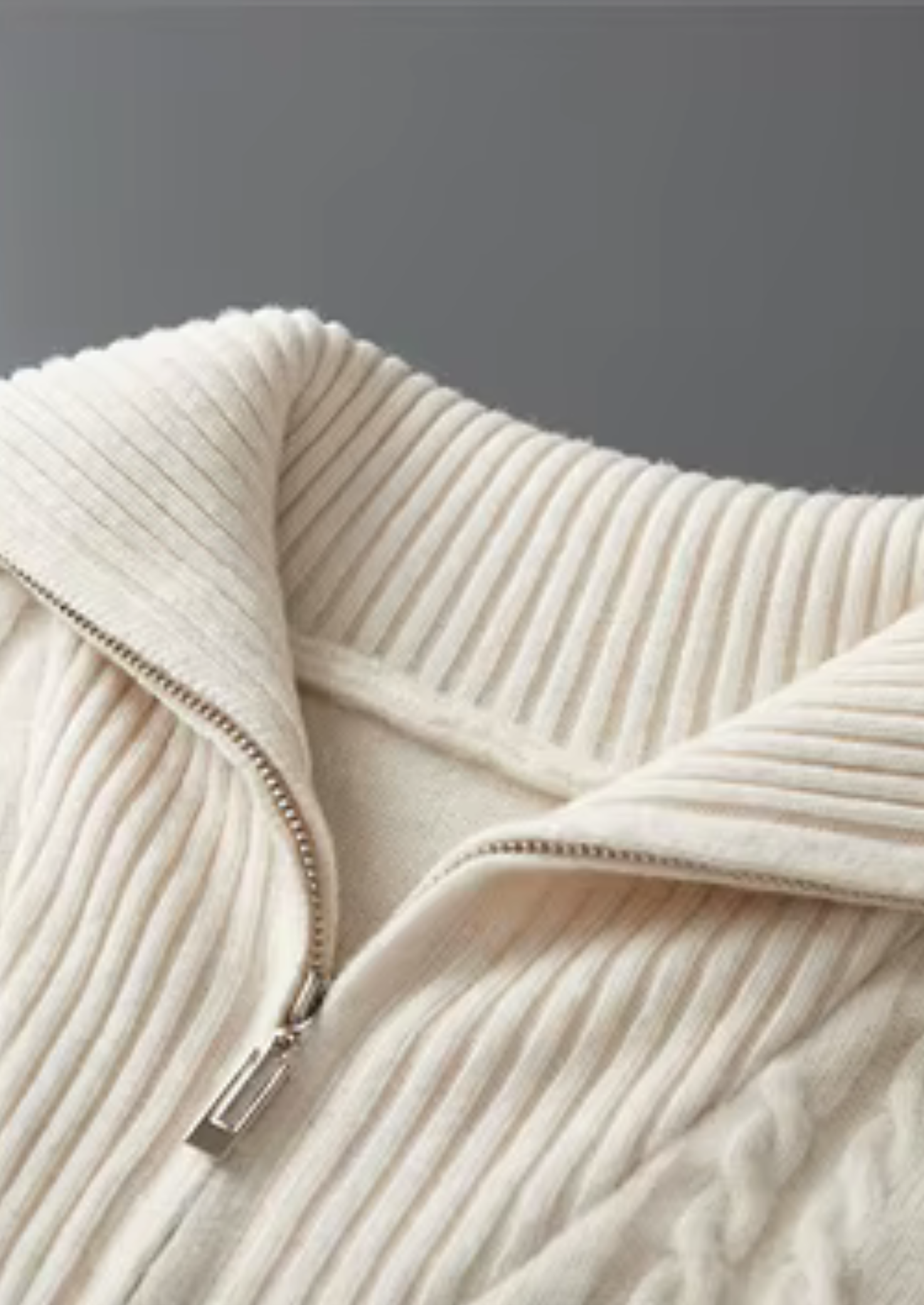 PURE EXTRA-FINE MERINO WOOL STRIPED HALF-ZIP SWEATER