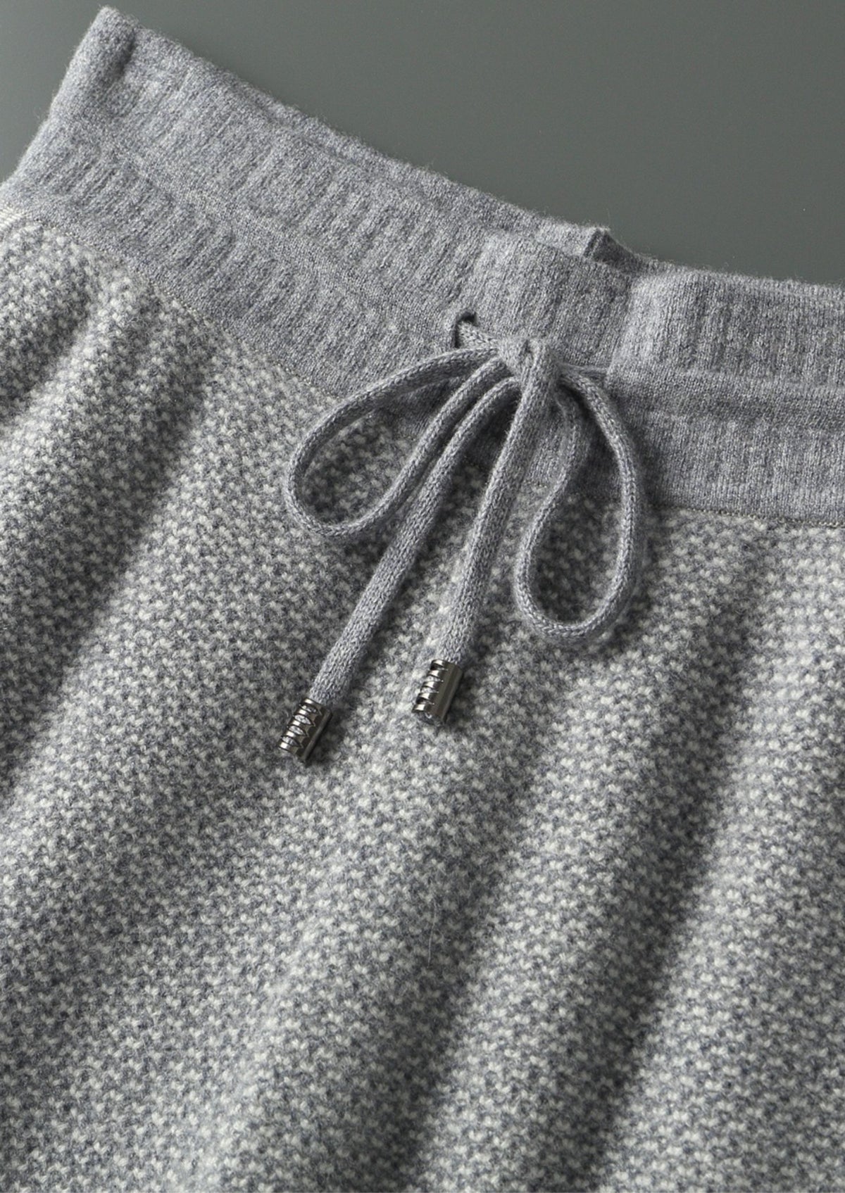 Pure Extra-Fine Merino Wool Light Gray Jaquard Set