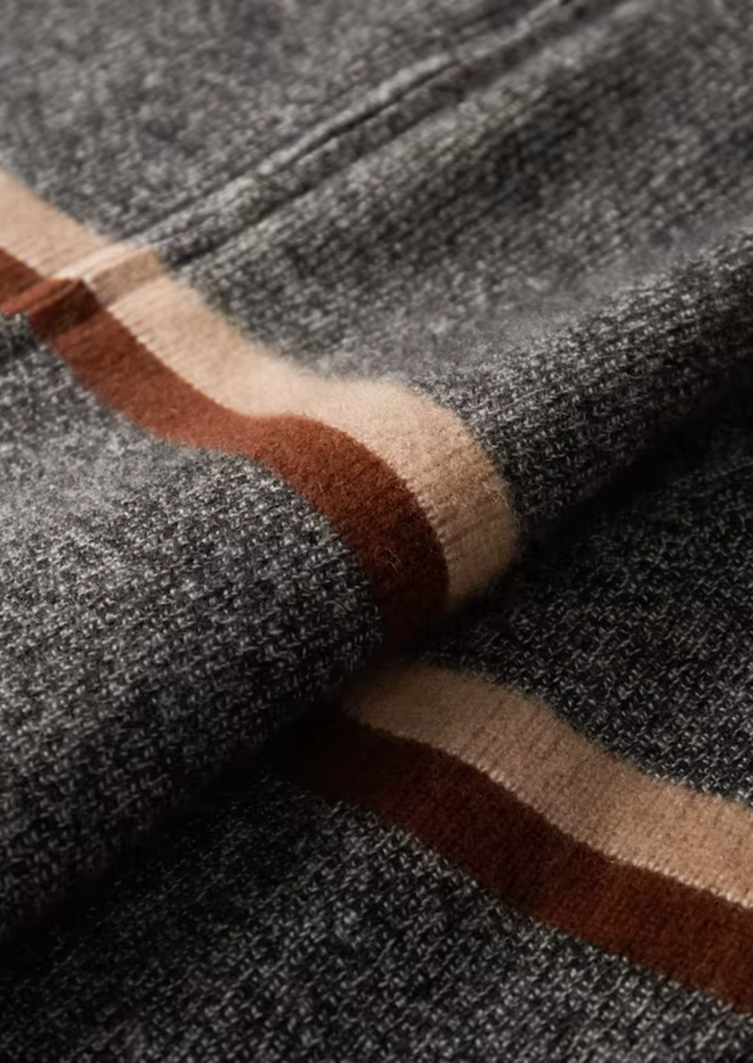 PURE CASHMERE STRIPED ZIP CARDIGAN