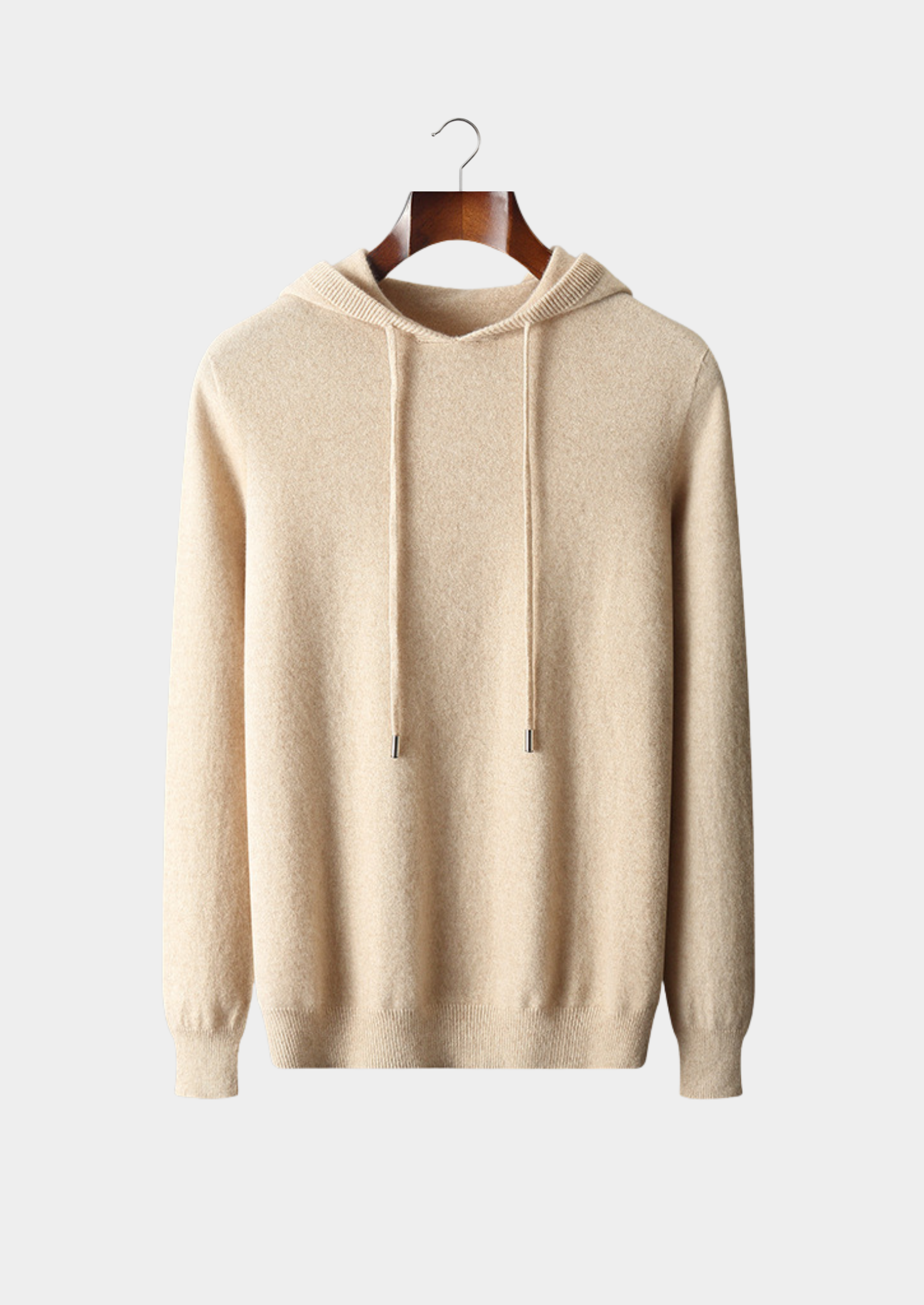 PURE EXTRA-FINE MERINO WOOL SAND LEISURE HOODIE