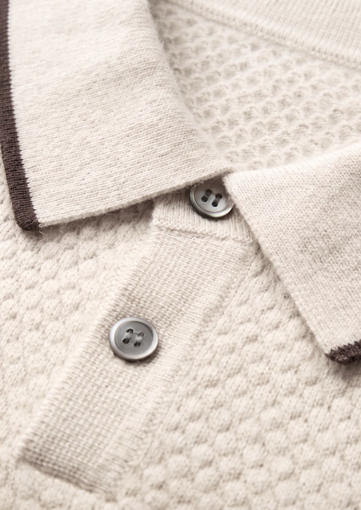 Premium Cashmere White Two-Tone Polo