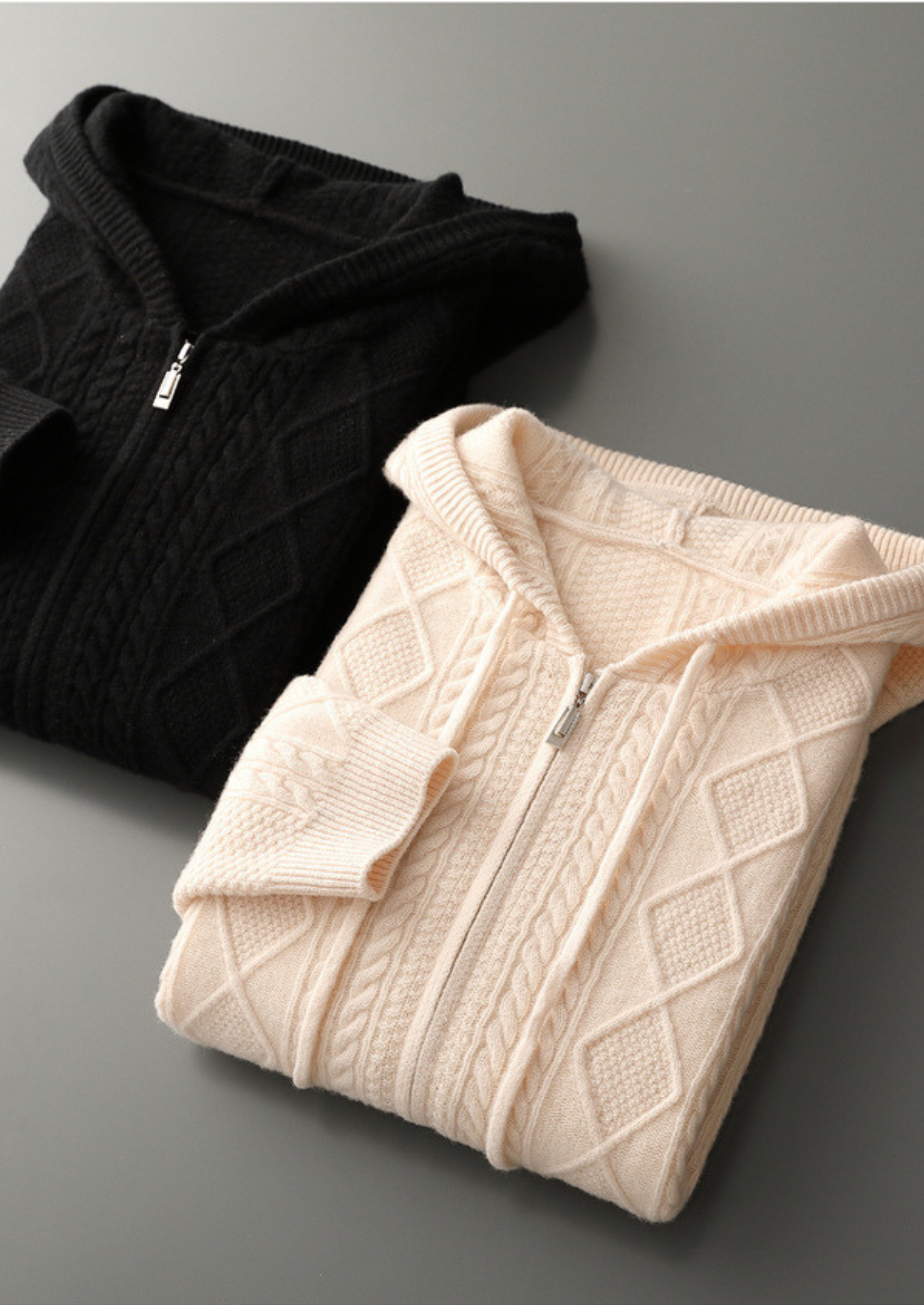 PURE EXTRA-FINE MERINO WOOL WINTERTIME ZIPPER HOODIE