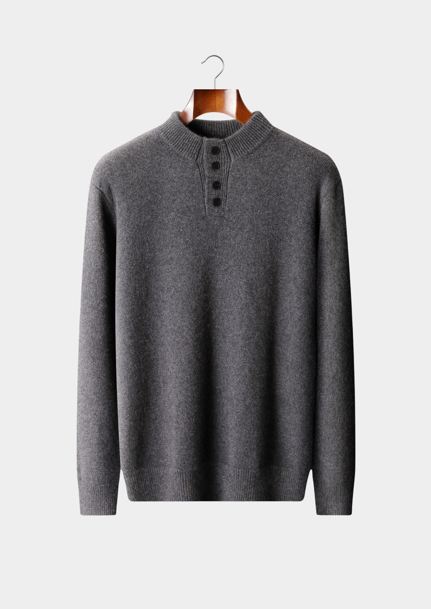 PURE CASHMERE DARK GRAY BUTTON SWEATER