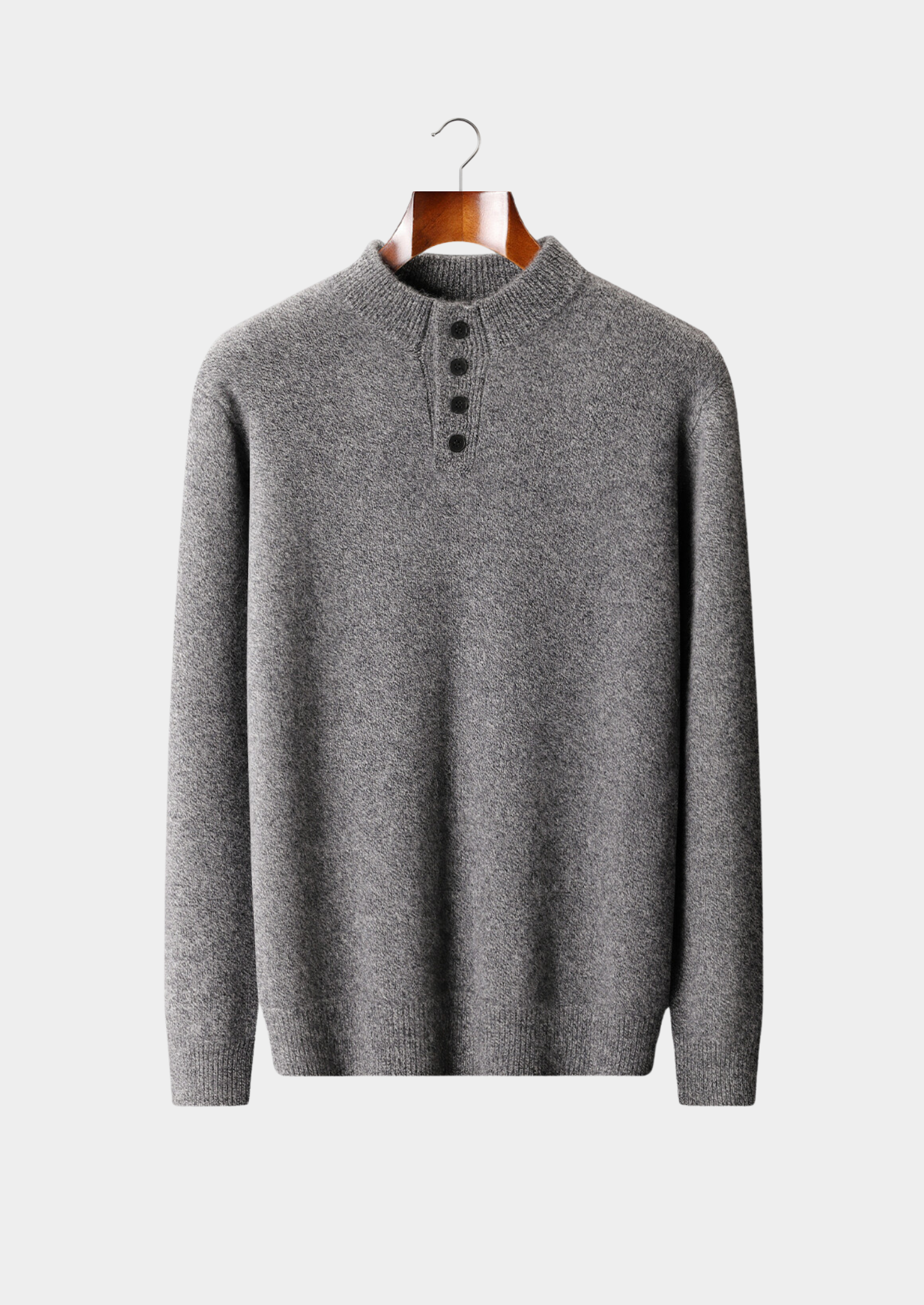 PURE CASHMERE LIGHT GRAY BUTTON SWEATER