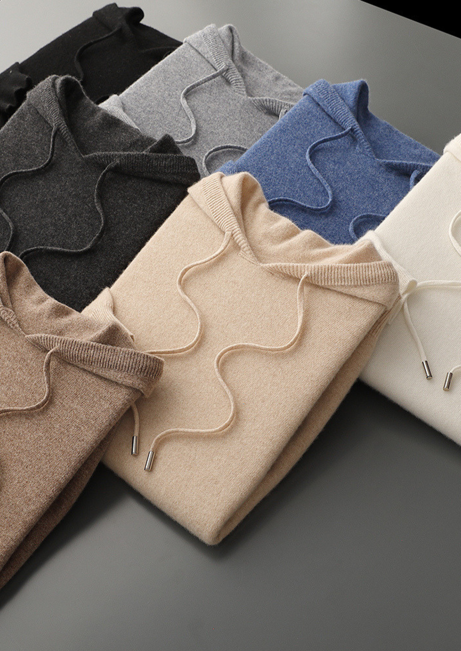 PURE EXTRA-FINE MERINO WOOL BLACK LEISURE HOODIE