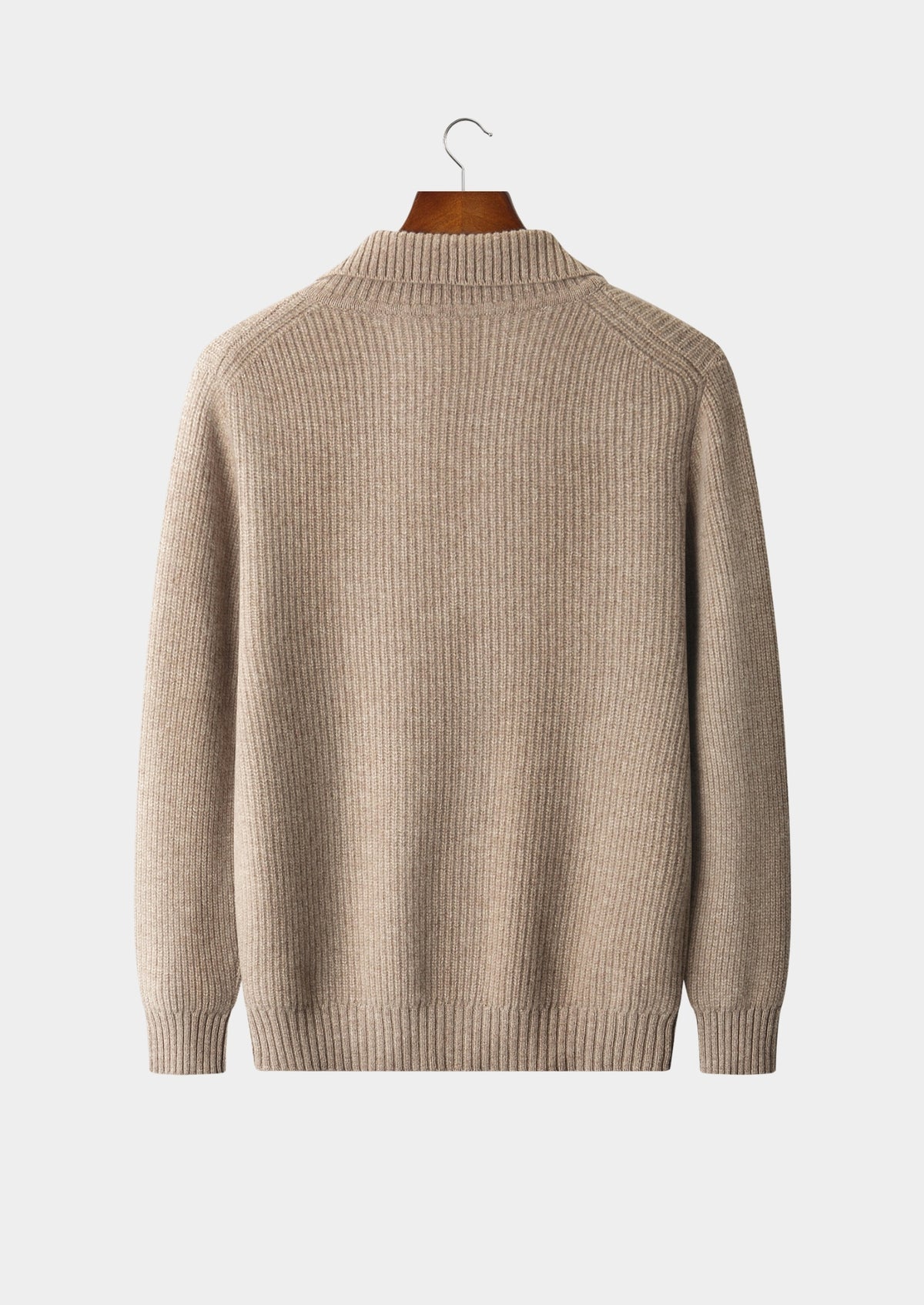 Pure Extra-Fine Merino Wool Ribbed Funnel Neck
