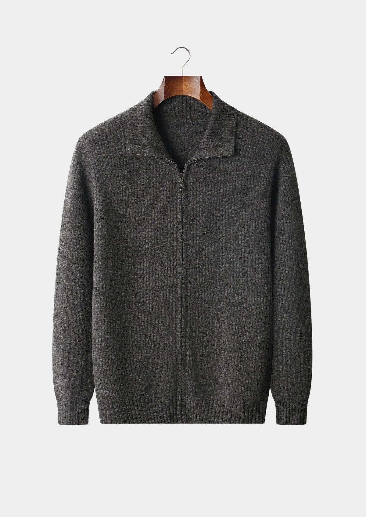 Pure Extra-Fine Merino Wool Ribbed Funnel Neck