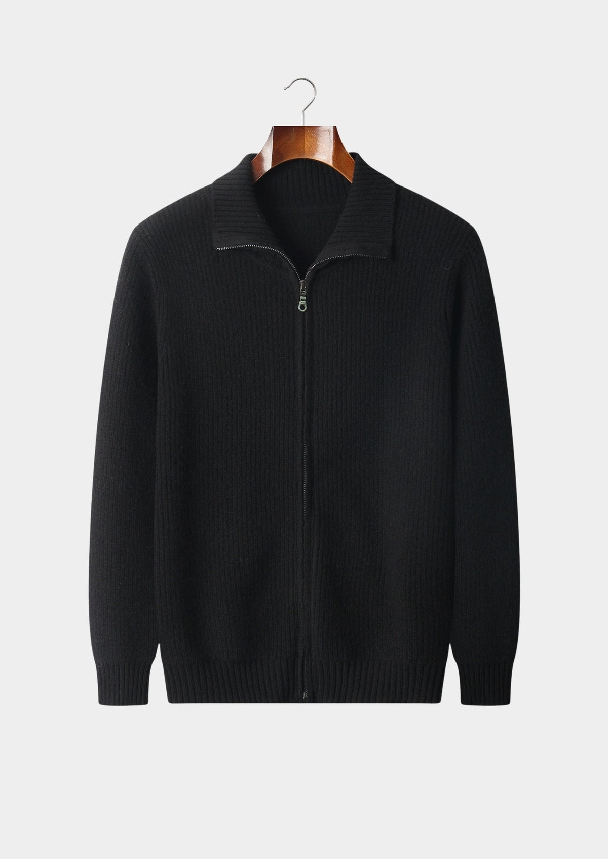 Pure Extra-Fine Merino Wool Ribbed Funnel Neck