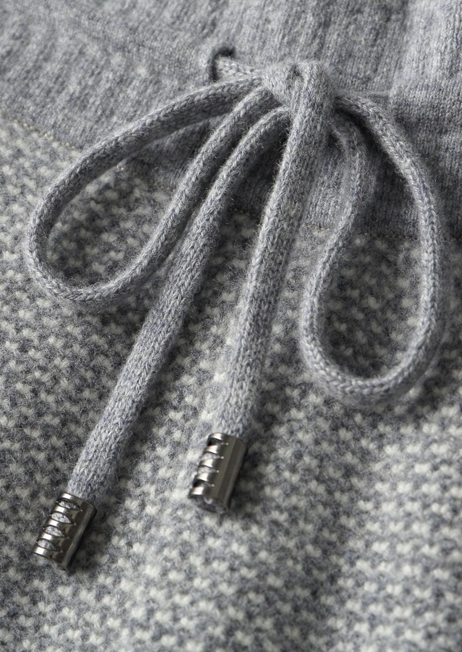Pure Extra-Fine Merino Wool Light Gray Jaquard Set
