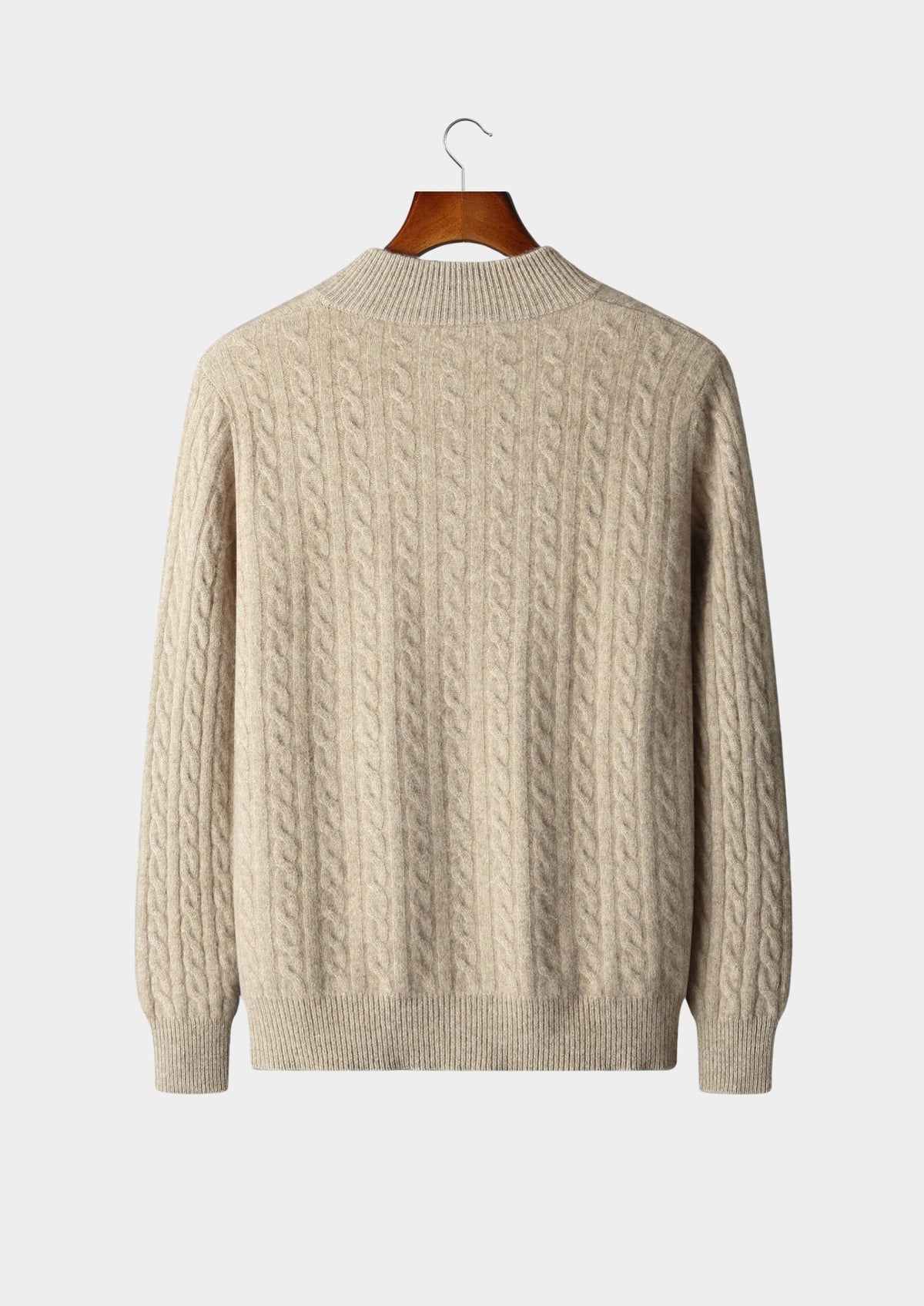 Pure Extra-Fine Merino Wool Cable Knit Zip Cardigan