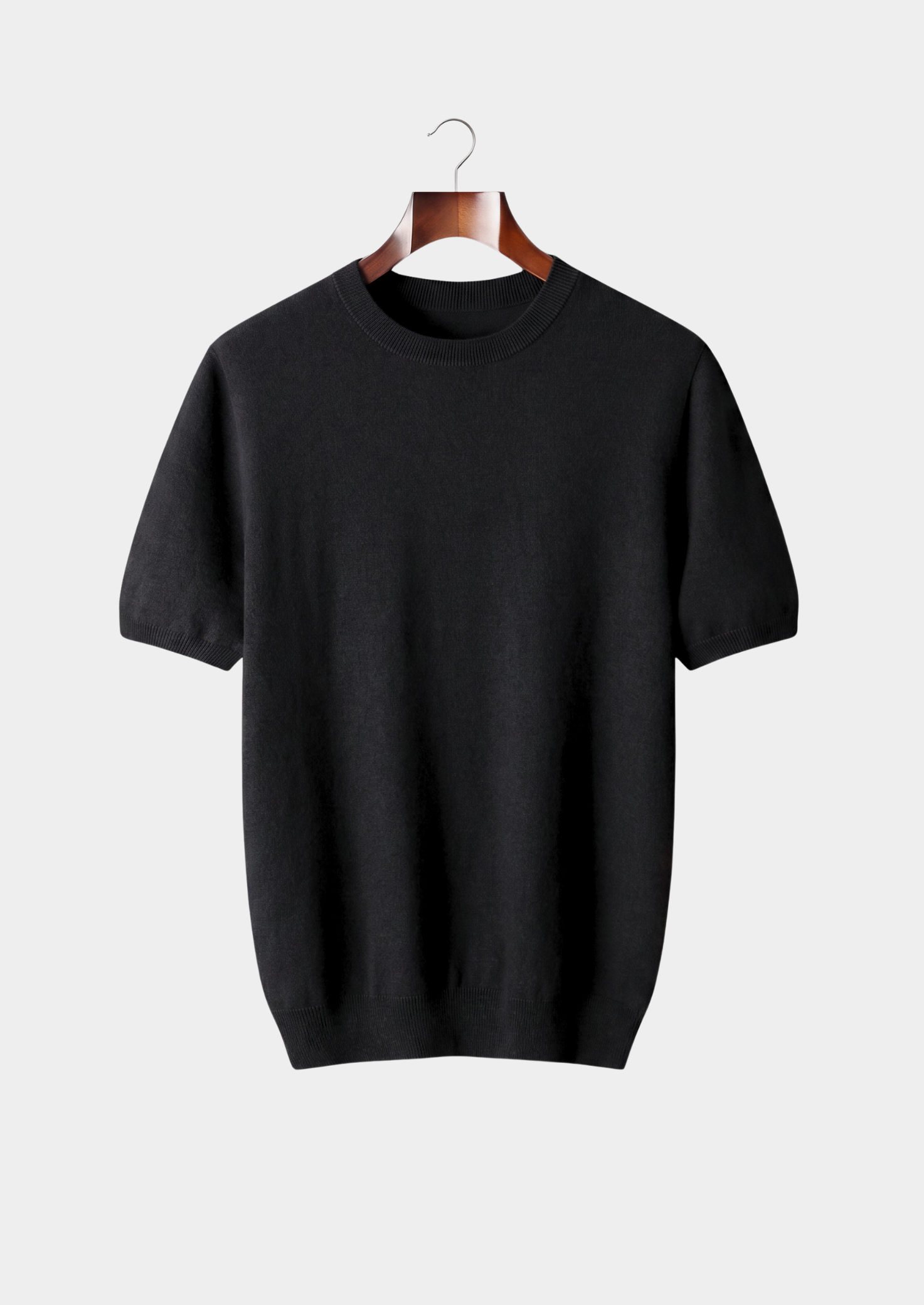 Premium Cashmere Classic Crewneck T-Shirt - Black