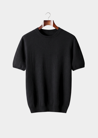 Premium Cashmere Classic Crewneck T-Shirt - Black