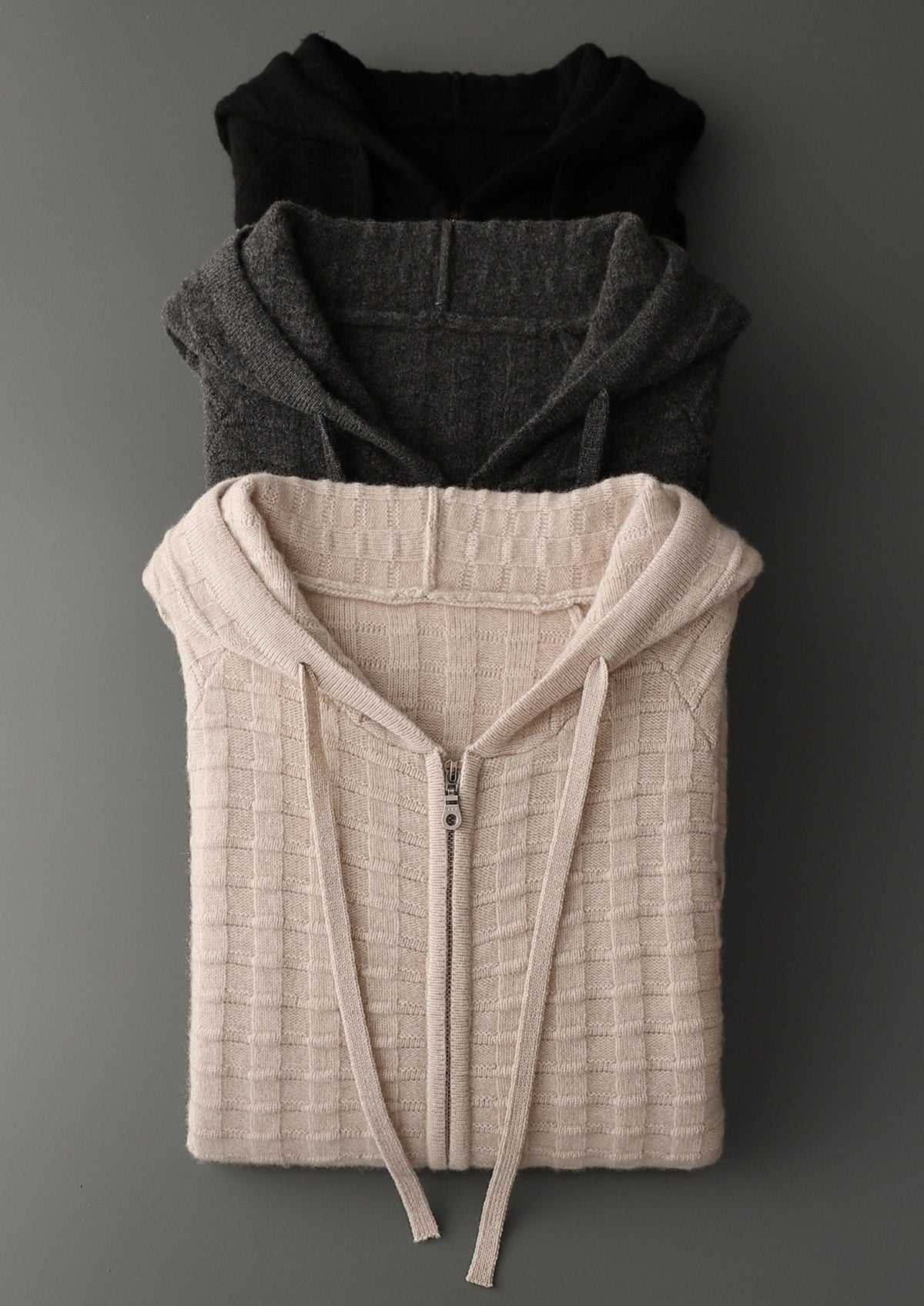 Pure Extra-Fine Merino Wool Textured Hoodie