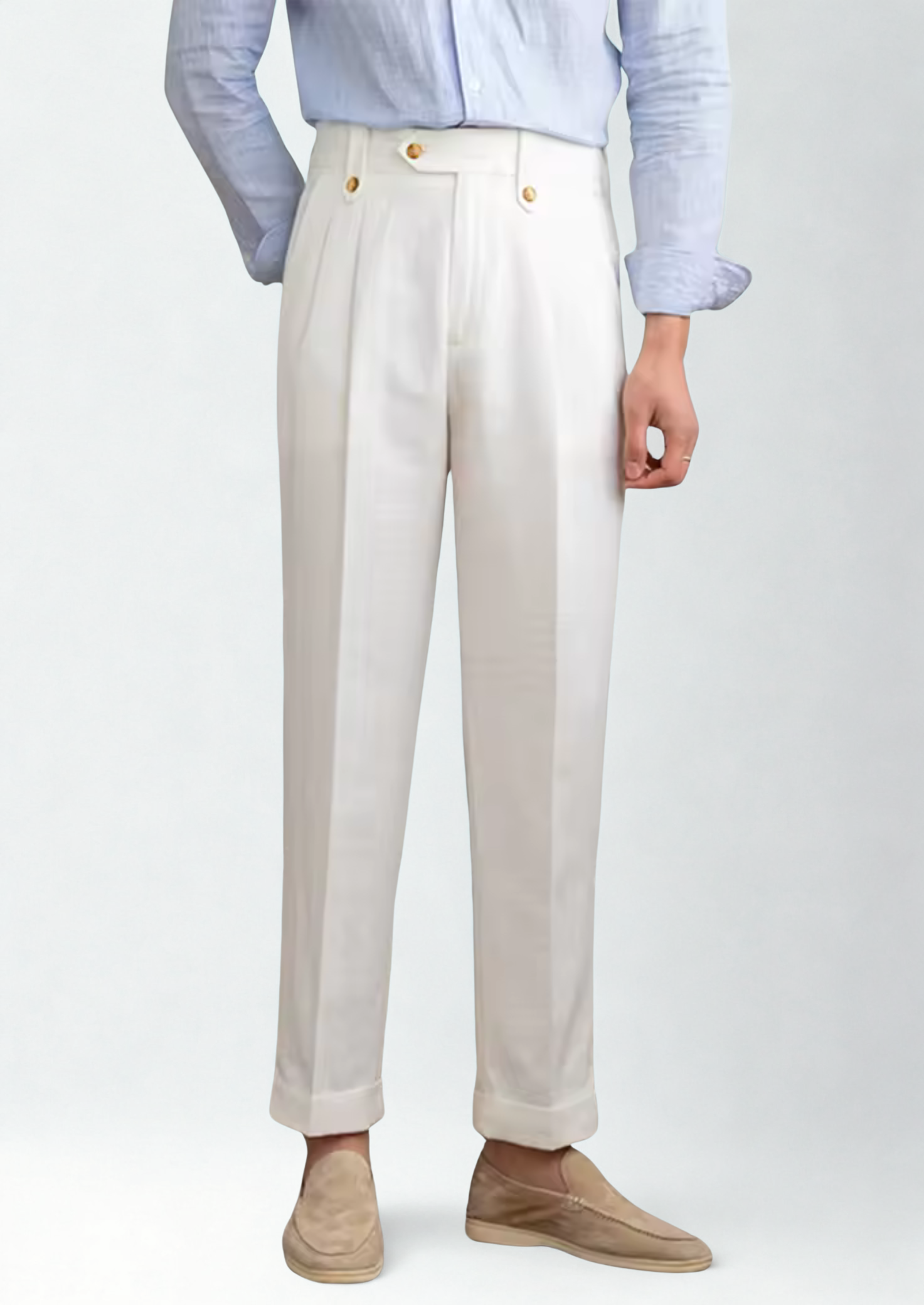 NAPOLI PLEATED SEASIDE TROUSERS - White
