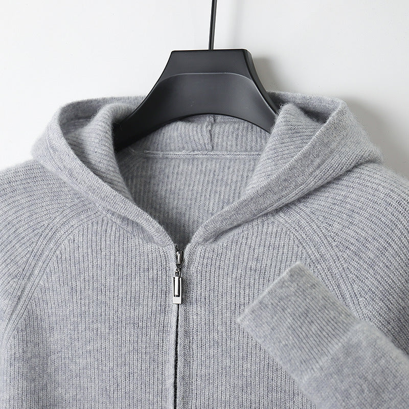 HOODIE MIT REISSVERSCHLUSS AUS EXTRAFEINER MERINO 