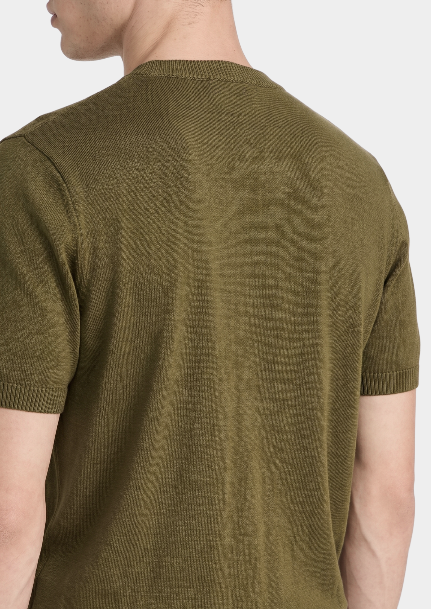 ESSENTIAL OLIVE KNITTED CREWNECK T-SHIRT