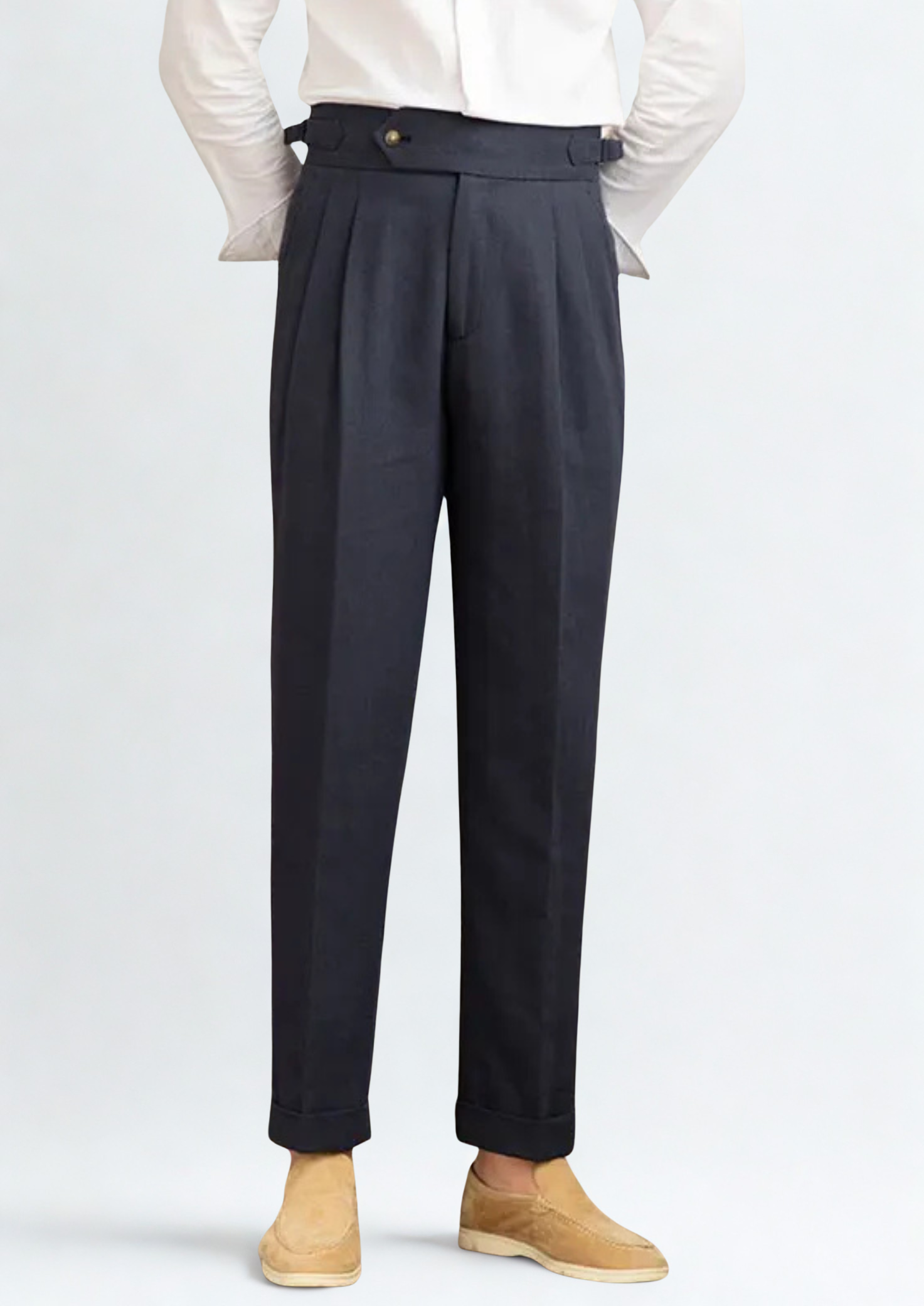 CAGLIARI PLEATED SEASIDE TROUSERS - Navy Blue