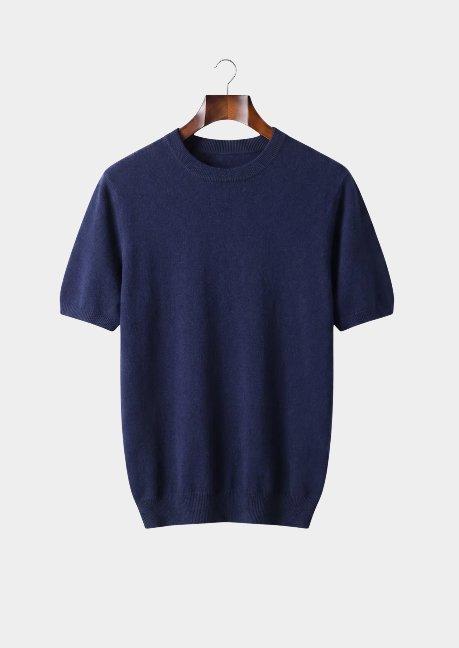 Premium Cashmere Classic Crewneck T-Shirt - Navy Blue