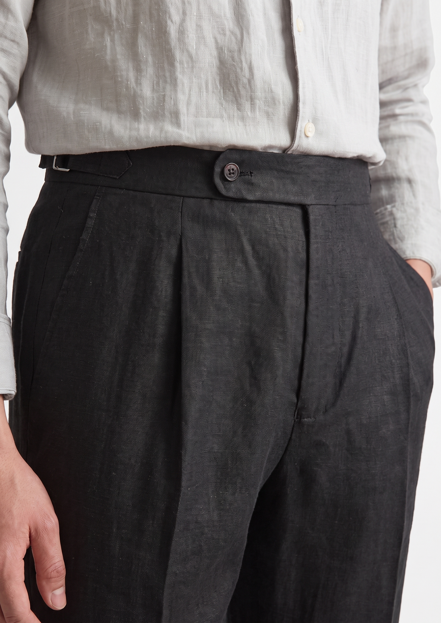 TUSCANY PLEATED COASTAL TROUSERS - Black