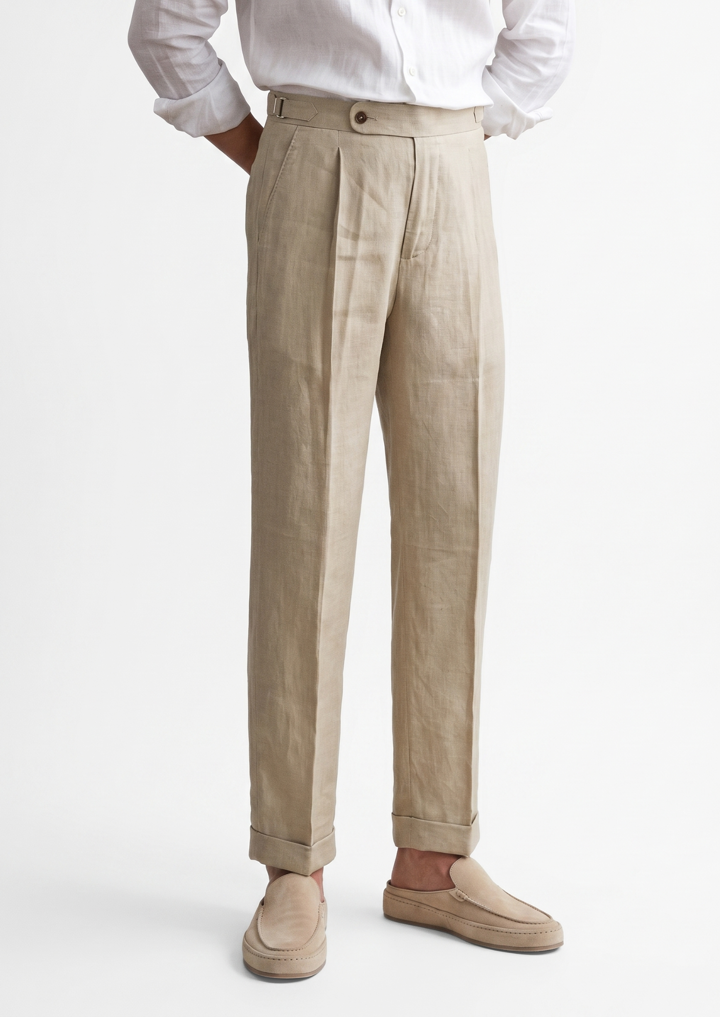 TUSCANY PLEATED COASTAL TROUSERS - Sand