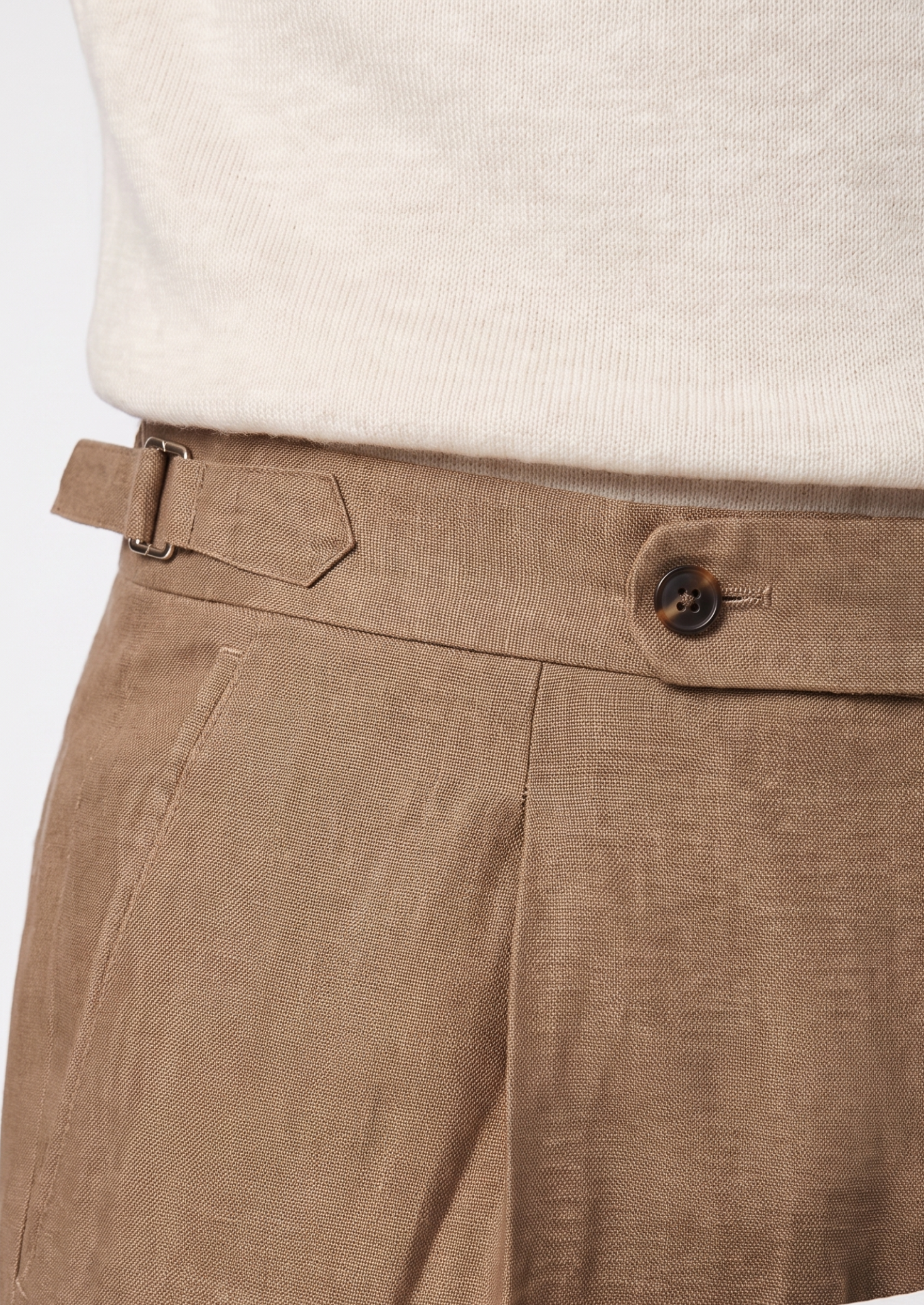 TUSCANY PLEATED COASTAL TROUSERS - Caramel