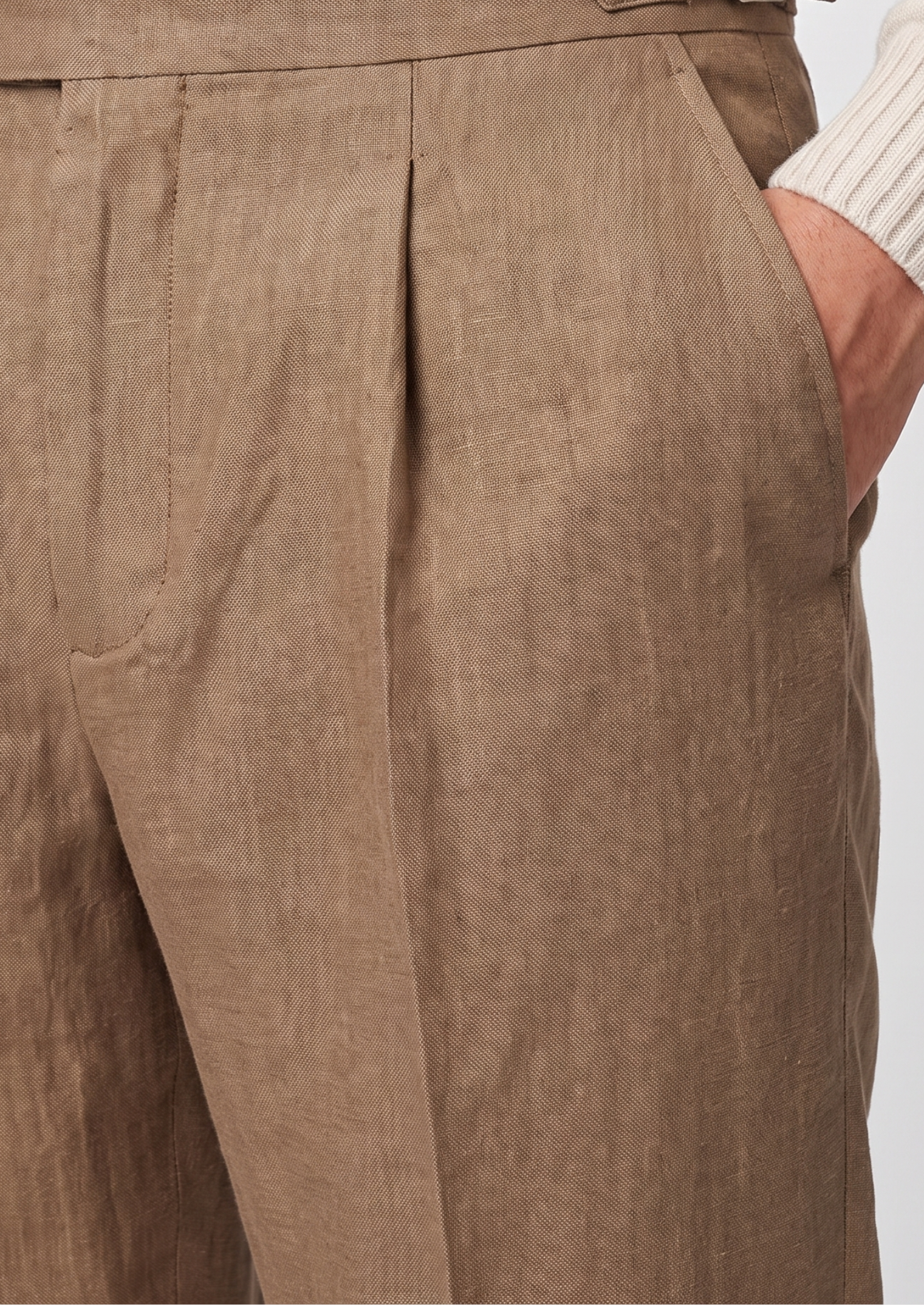 TUSCANY PLEATED COASTAL TROUSERS - Caramel