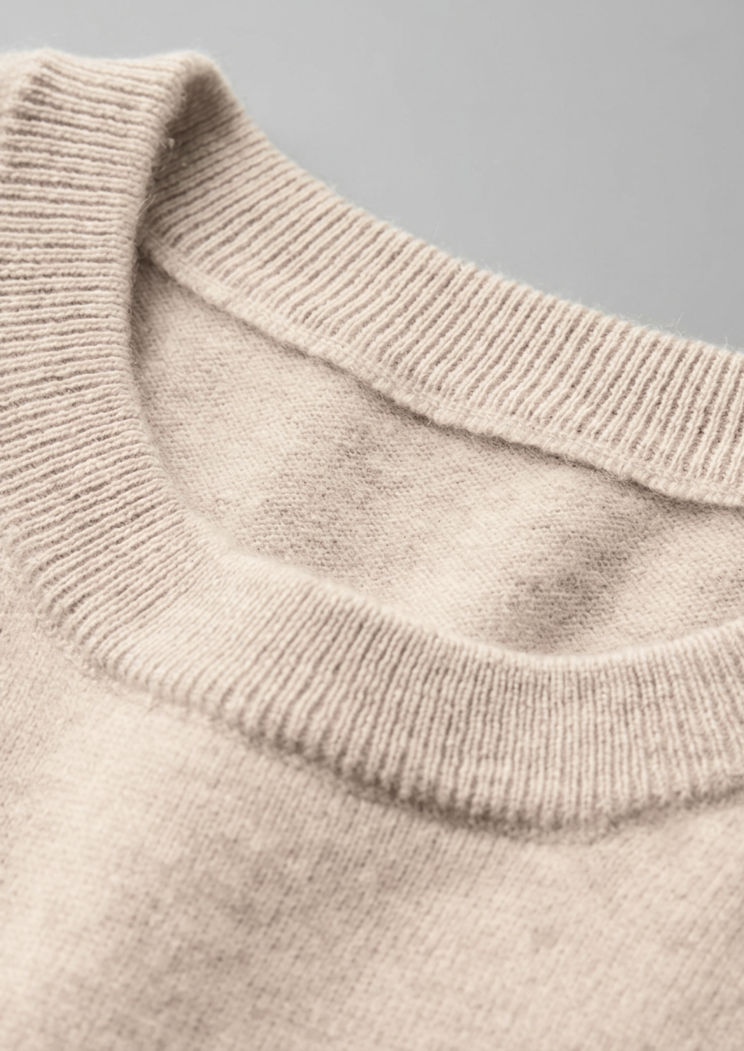 Premium Cashmere Classic Crewneck T-Shirt - Ivory Mocha